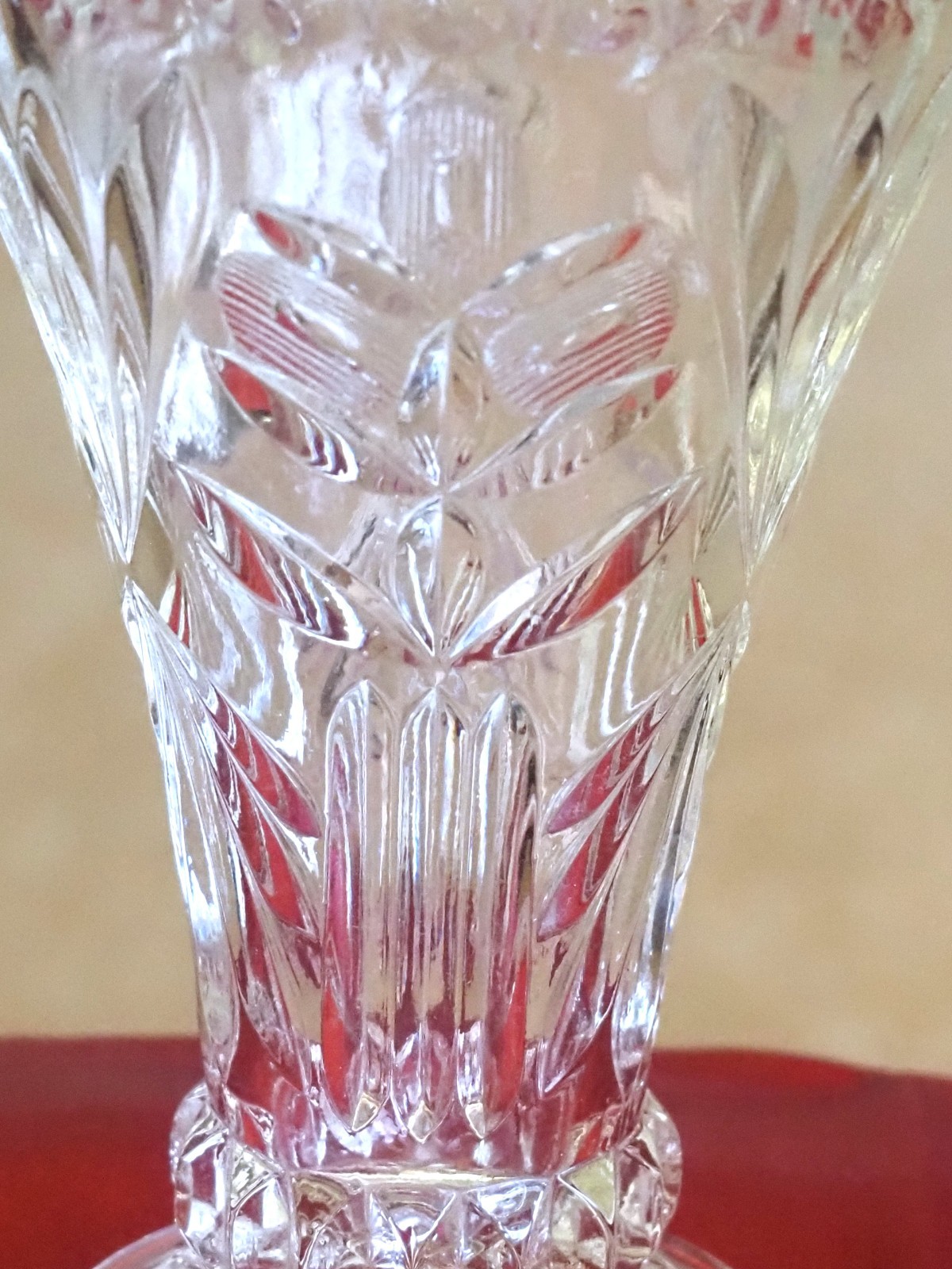 Vintage 1930’s Clear Cut Glass Footed Art Deco Vase