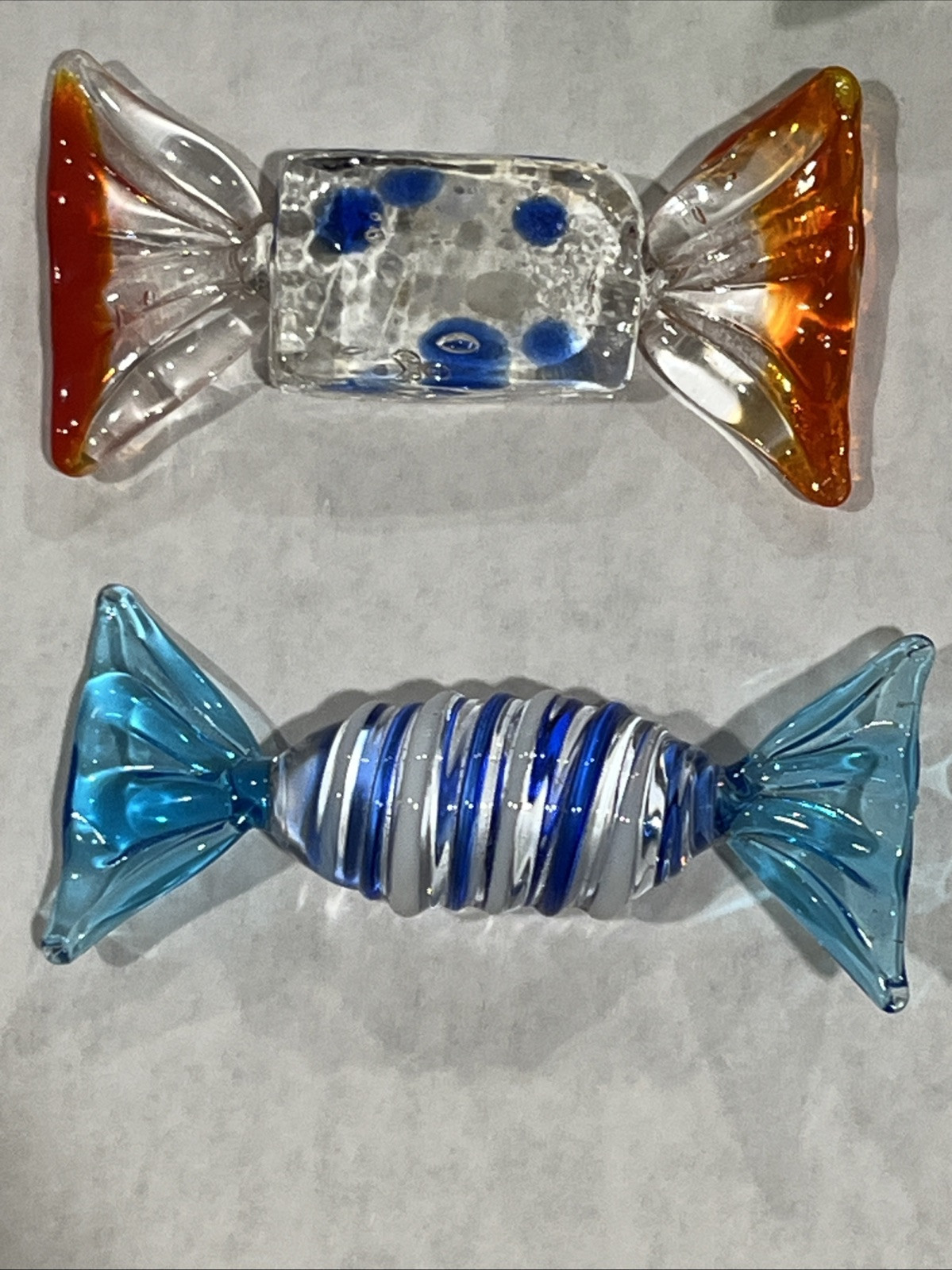 Vintage Murano Style Art Glass Wrapped Candy Pieces Lot of 5 Multicolor