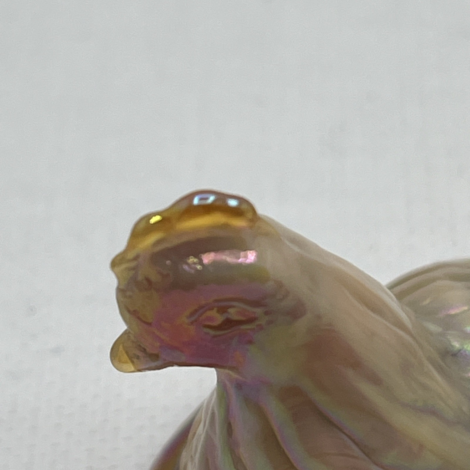 Hen On The Nest Summit Peach Opalescent Glass W/ Marigold Carnival Iridescent