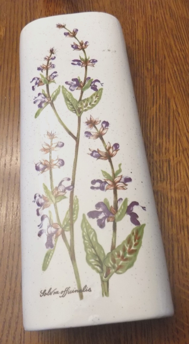 Vintage Takahashi Japan Wall Pocket Purple Flower 8 3/4 in tall