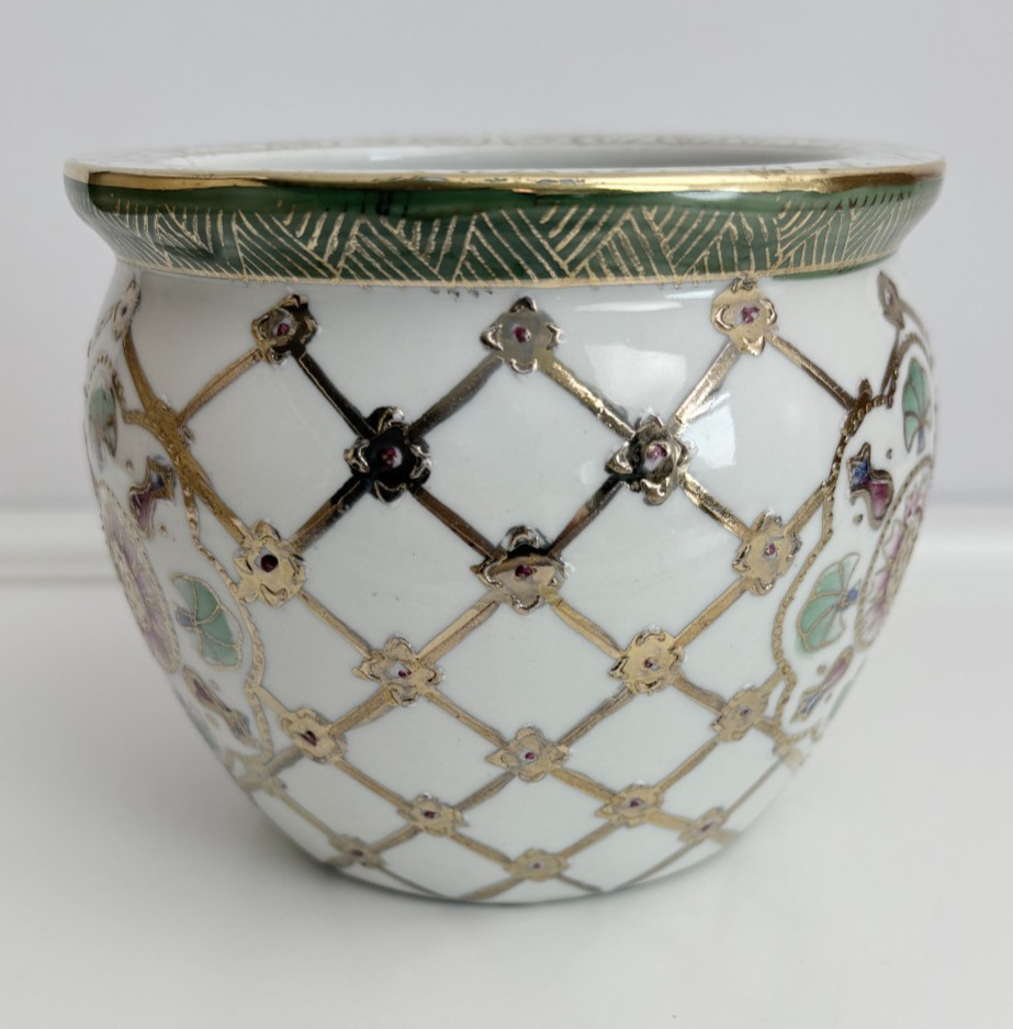 Lemax Ceramic Asian Inspired Planter / Vase 4 Inches Tall