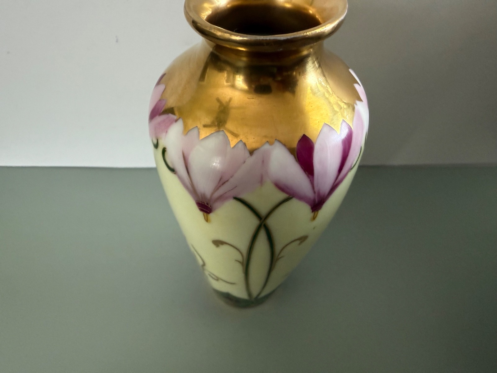 Antique Pickard Vase Art Nouveau Floral and Gold Accents