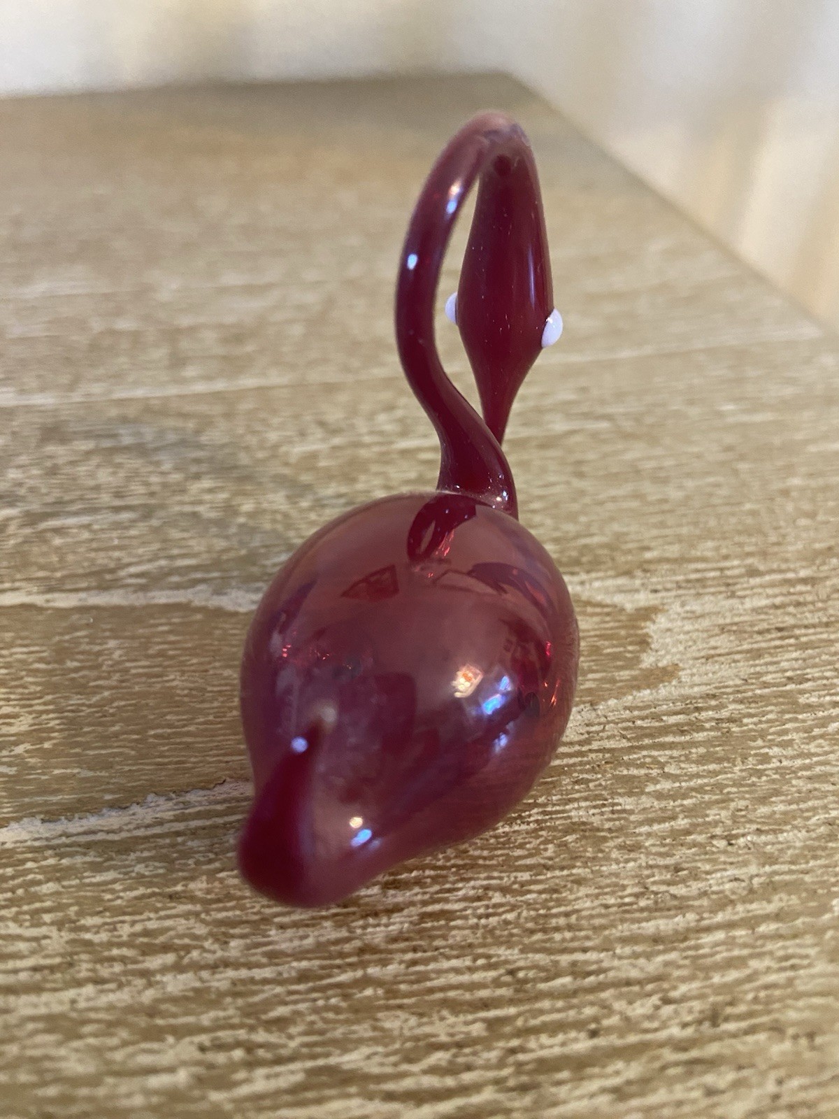 Hand Blown Glass Red Swan 2.25” W X 2.0” T