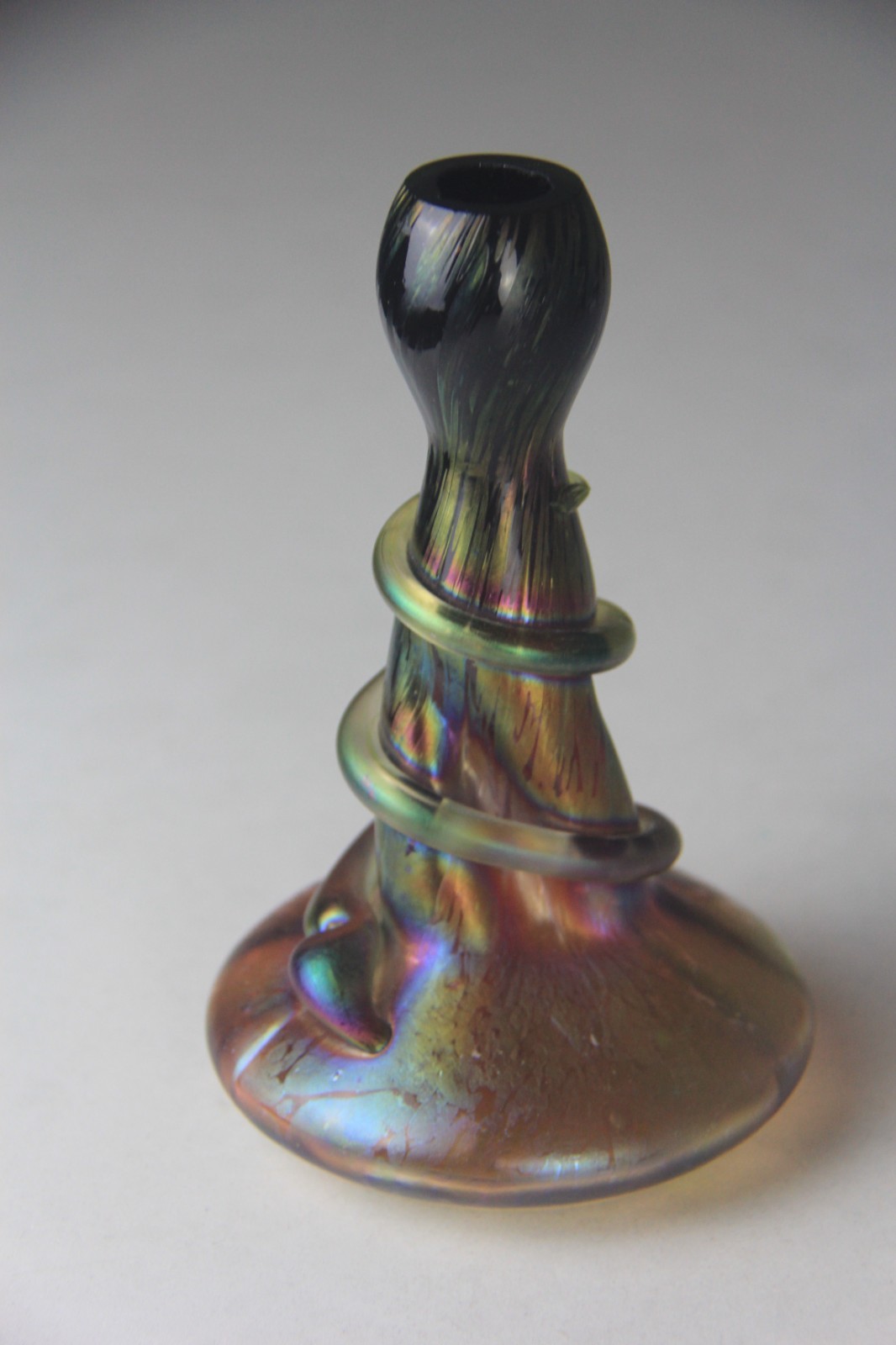 Antique Rindskopf Hyacinth Snake Pepita Iridescent Czech Bohemian Art Glass Vase