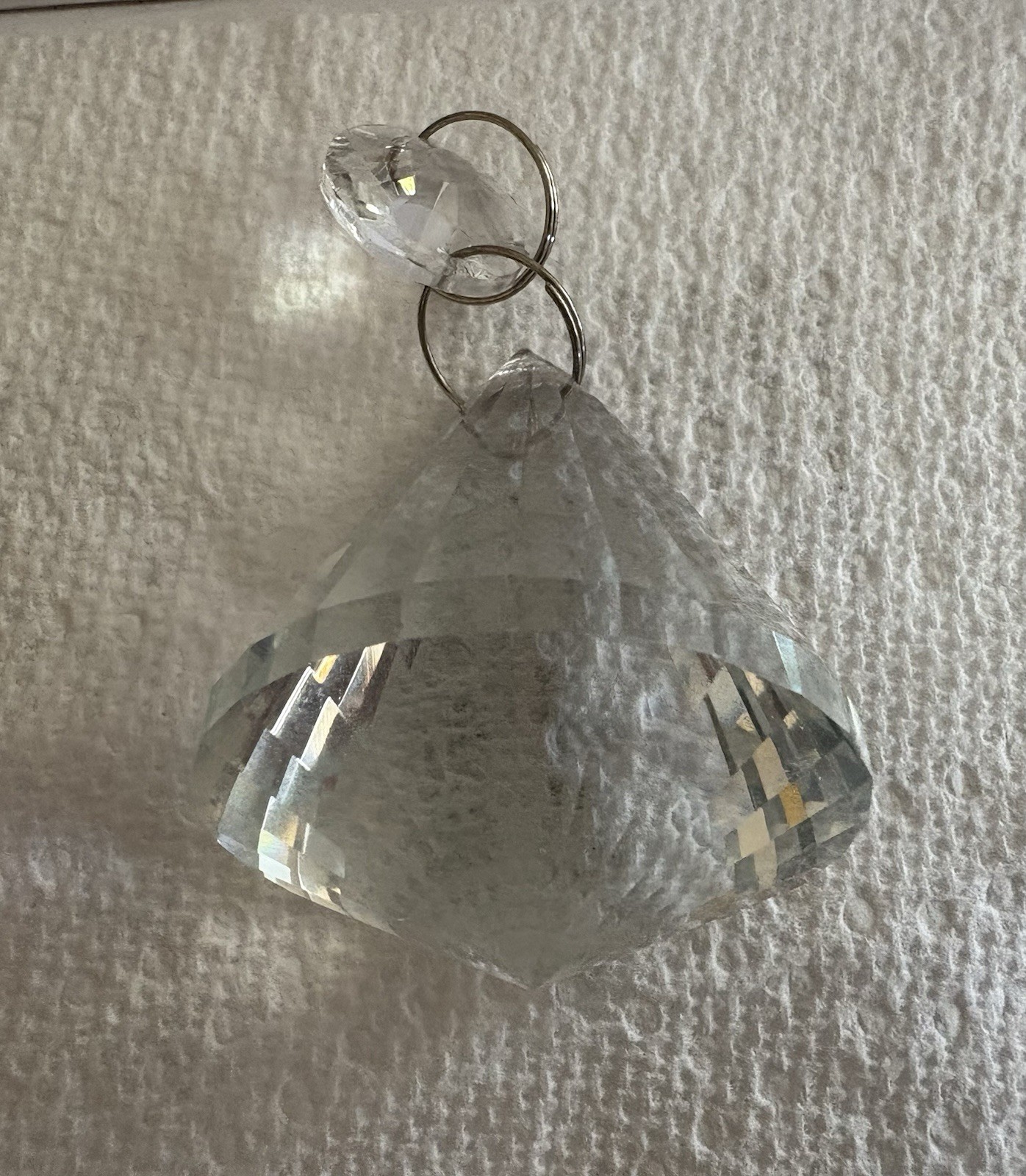 75mm Clear Crystal Diamond Prism +Disc 2 Tier Chandelier Pendant Decor Xmas Tree