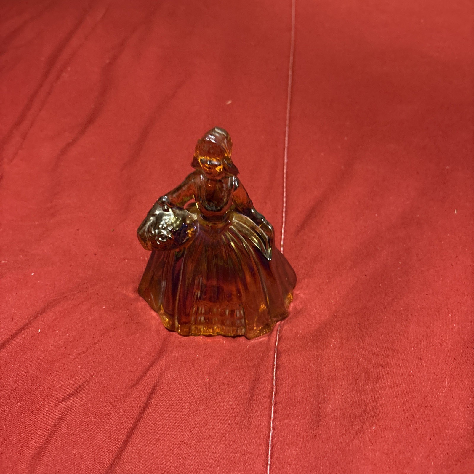 vintage amber carnival glass Figurine Of A Southern Bell