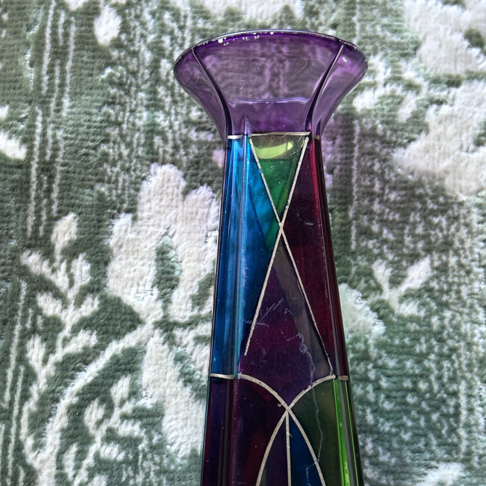 Due Zeta Murano Glass Vase Made in Italy Multi Color Hand Decorated 6.5 Inch