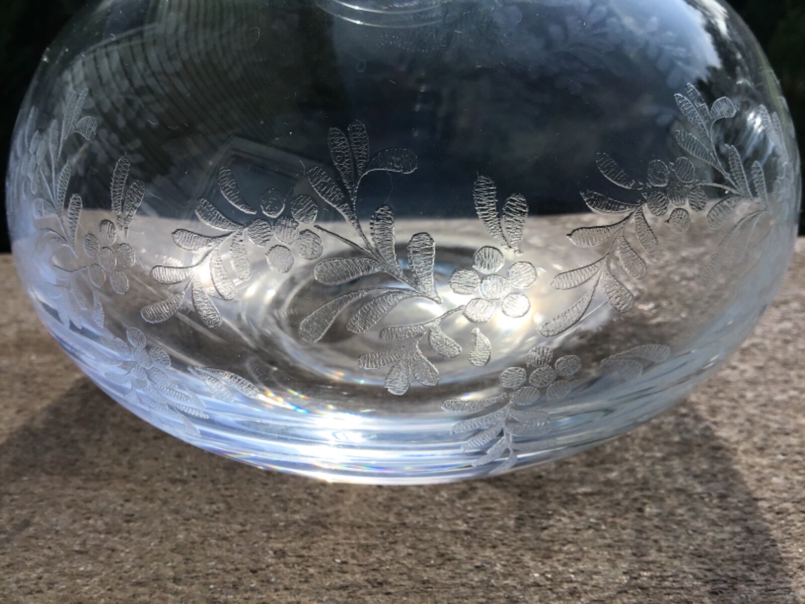 Tumble Up Guest Set Bottle Tumbler Etched Pattern Crystal Acid Etched Vintage