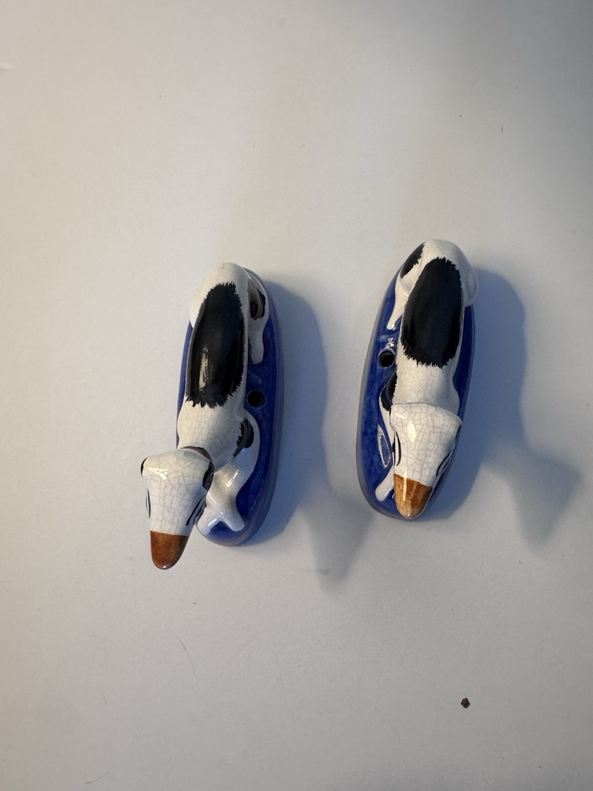 Staffordshire Whippet Greyhounds Dog Inkwell Figurines Set Made in England