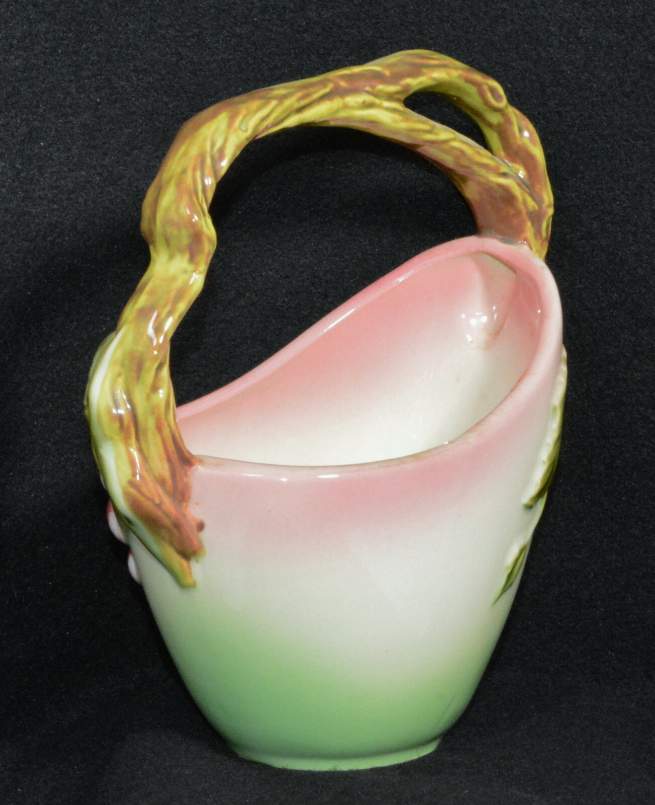 Hull Art Pottery Tokay Basket Red Berries #6 (8 1/4″ Tall)