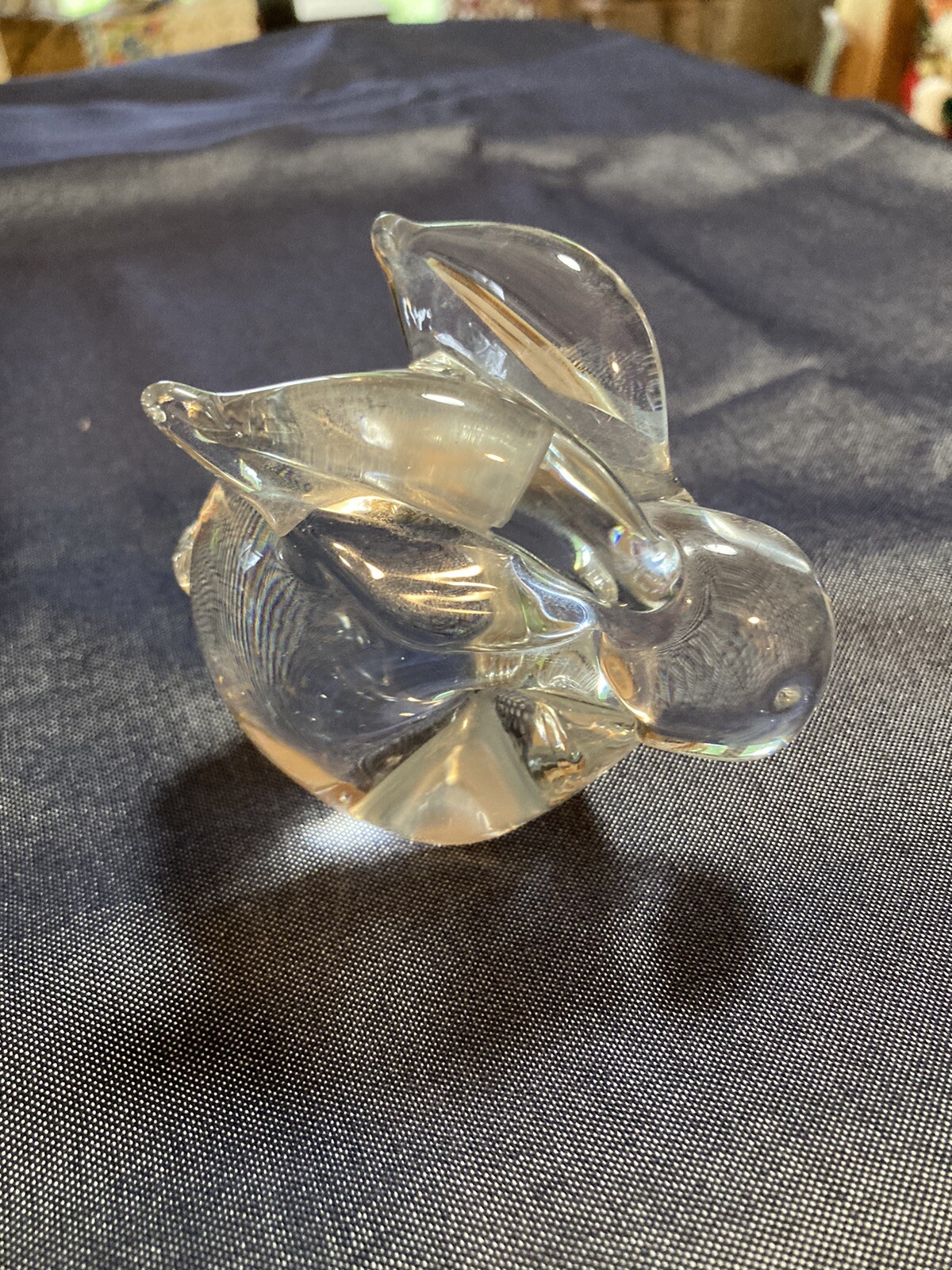Clear Glass bunny Rabbit Art Glass paperweight Unbranded 2.75 inches vintage