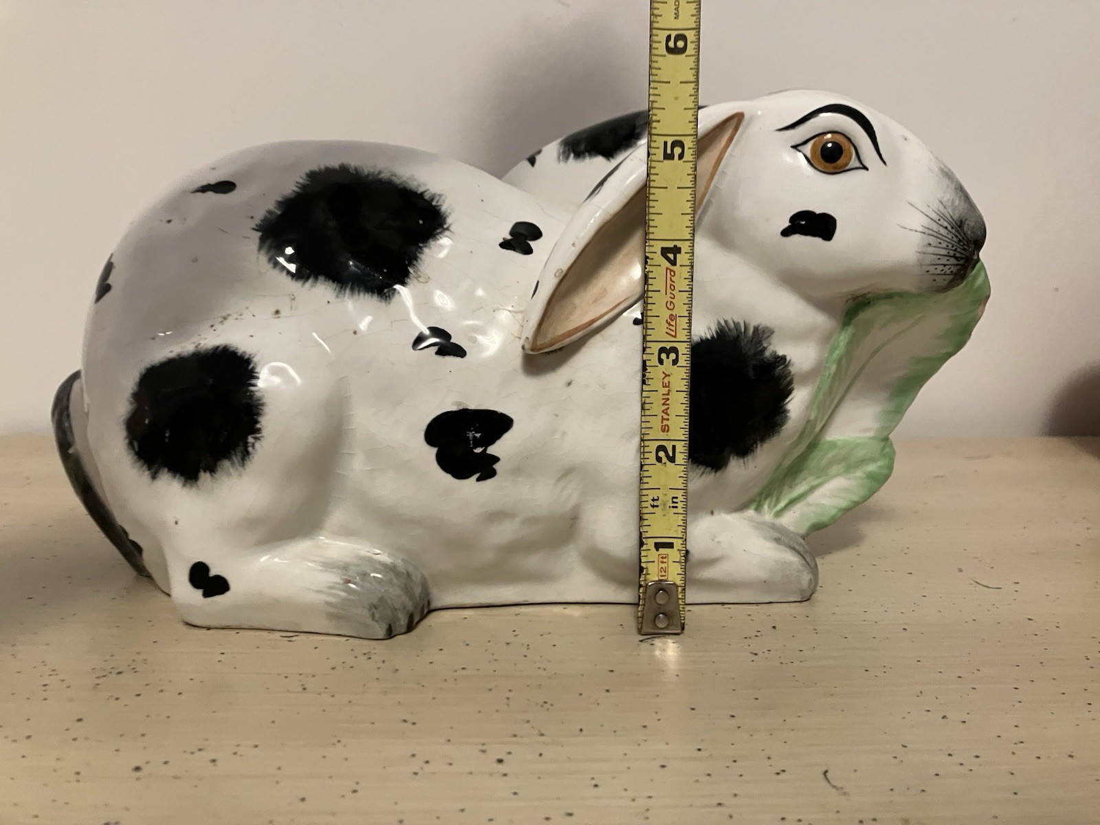 Vintage Italian Ceramic Majolica Rabbit Leaves 10.5”L