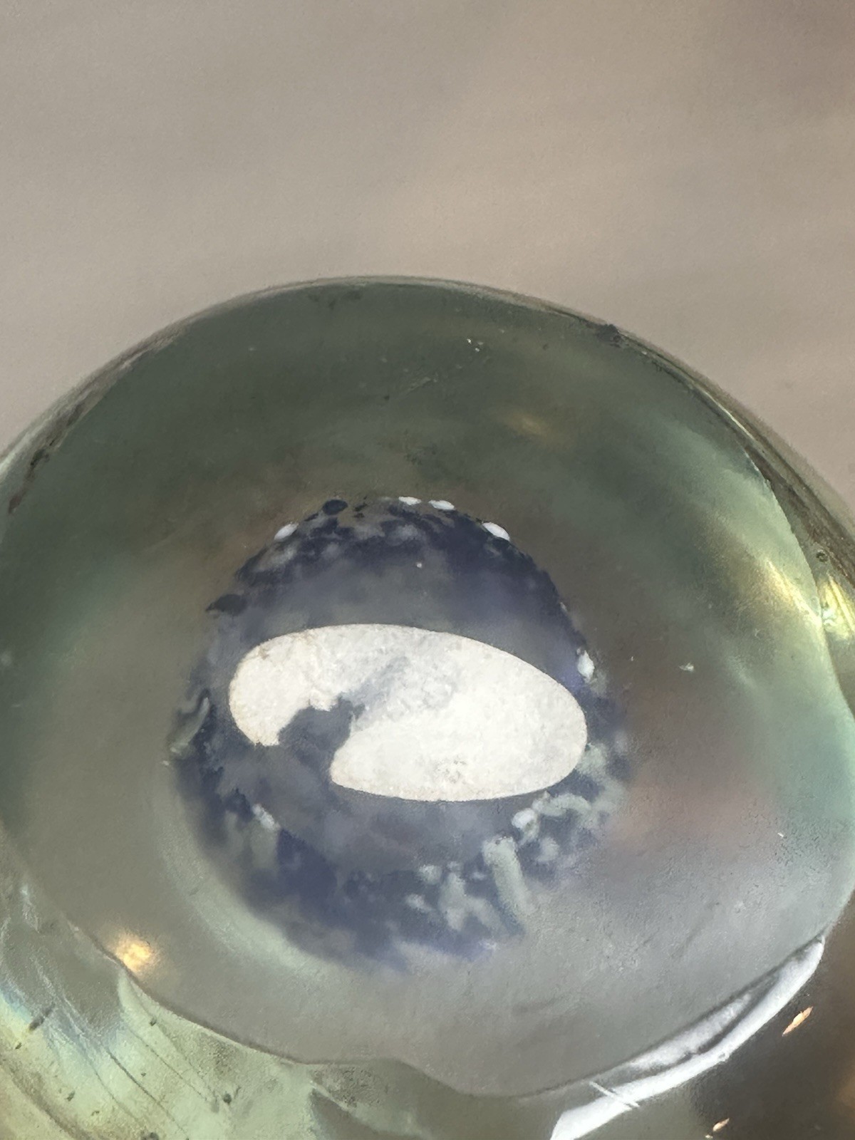 Glass Paperweight, Hand Blown Modern Art Paperweight 3.5in H 3.25in W 1