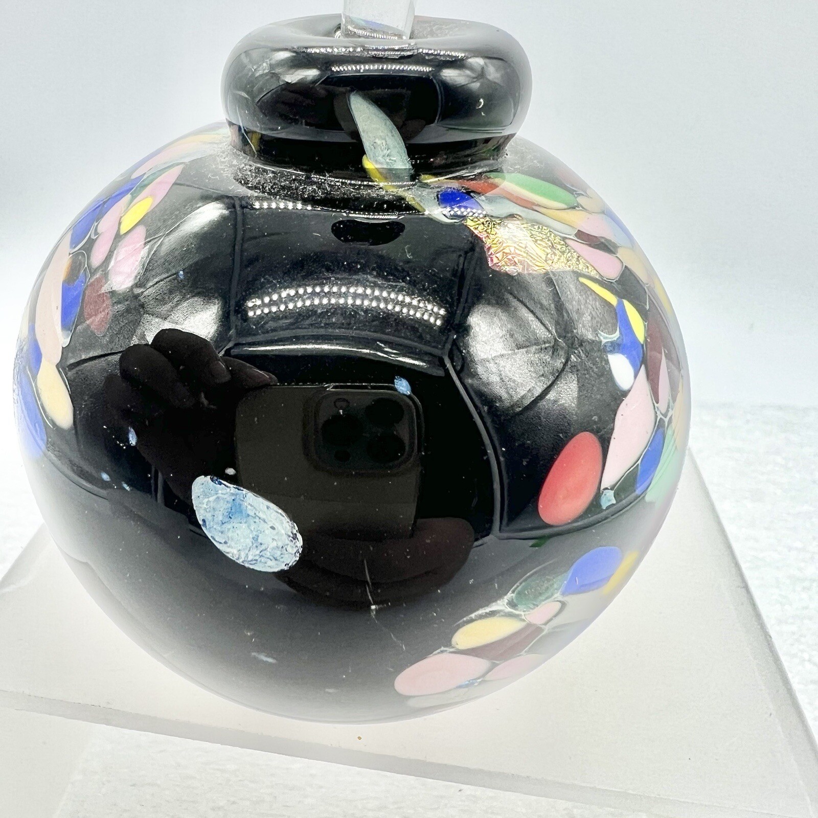 Karg Bubble Art Studio Glass Perfume Bottle W/ Dauber Stopper SIGNED Dots