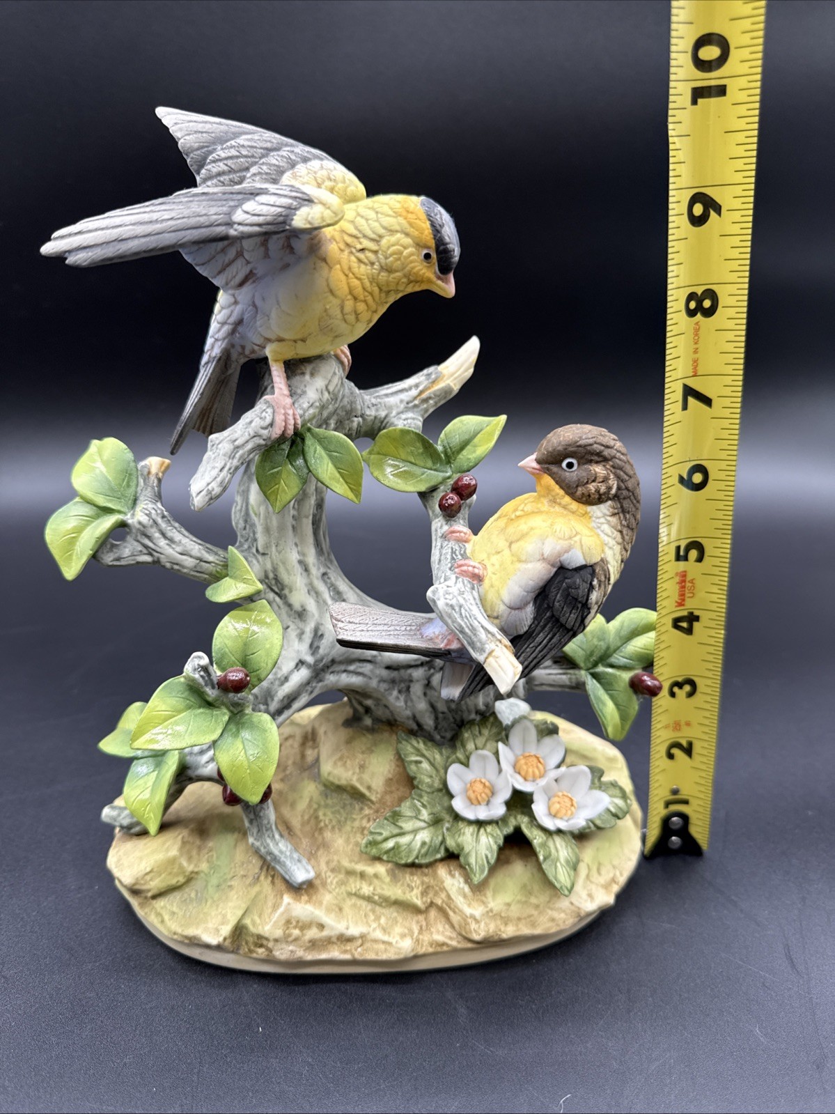Andrea by Sadek Goldfinch porcelain bird figurine, hand painted, 11 in