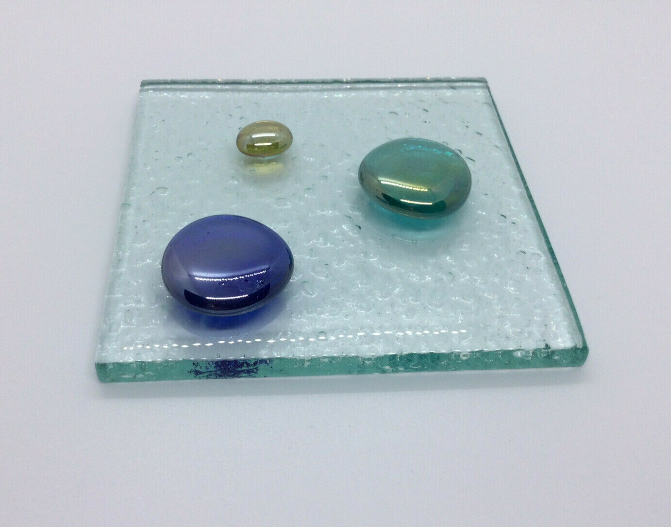 Decorative Textured Art Glass Panel 3D Color Gems Clear Cast Home Table Decor