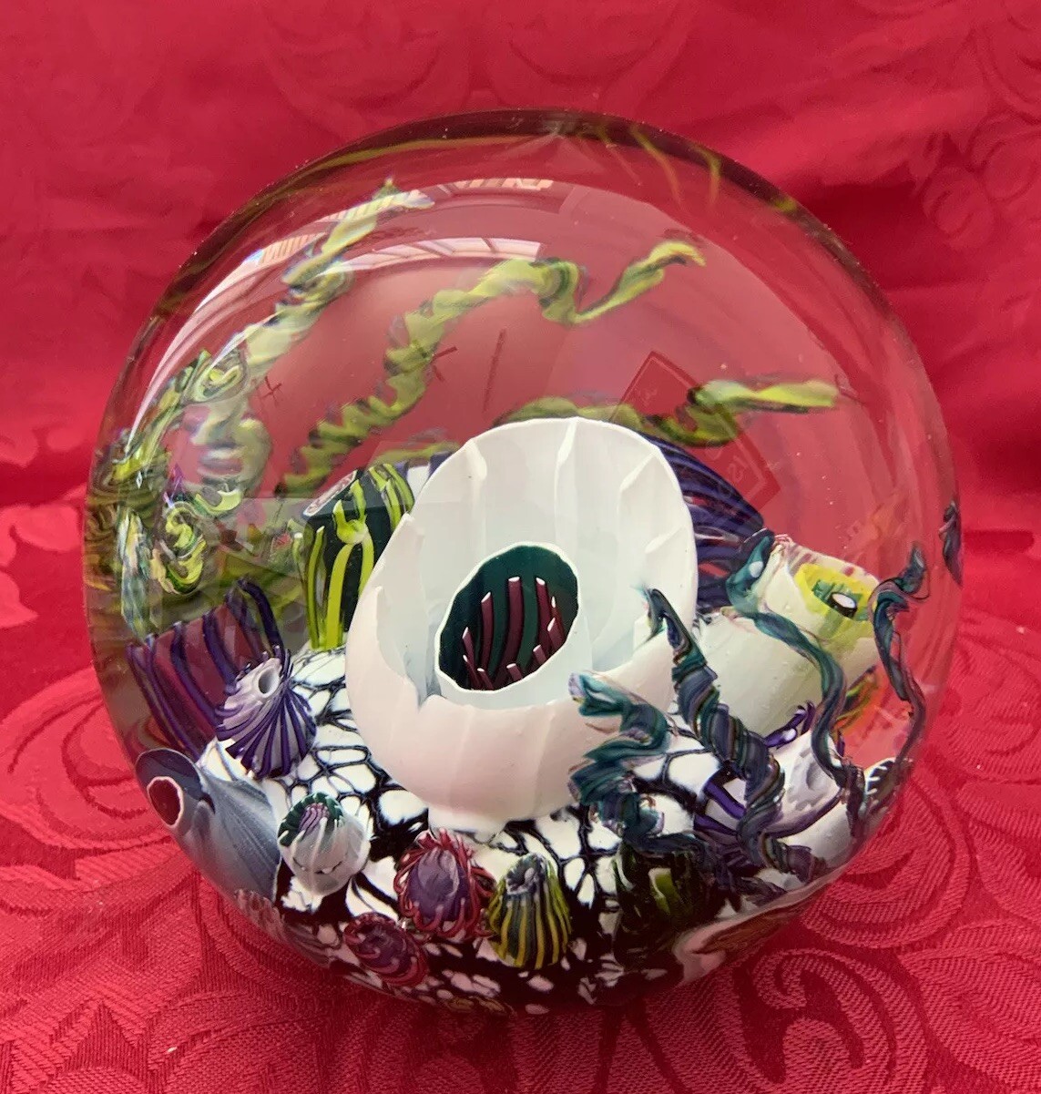 FLAWLESS Glass MARK ECKSTRAND Crystal UNDER THE SEA 4 1/2” AQUARIUM Paperweight