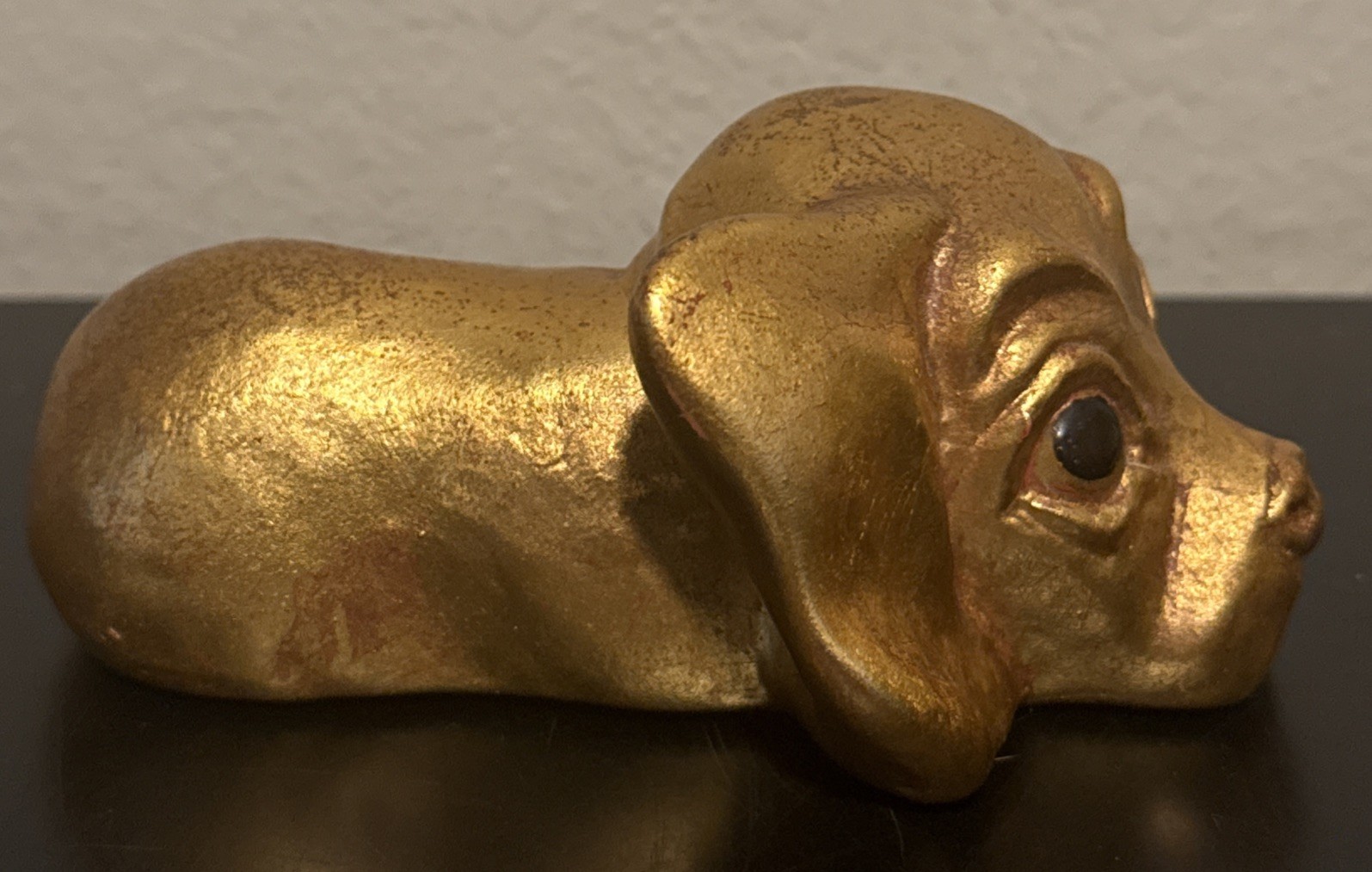 Vtg Freeman McFarlin P Hetrick Gold Leaf Ceramic Puppy Dog Figurine Shelf Sitter