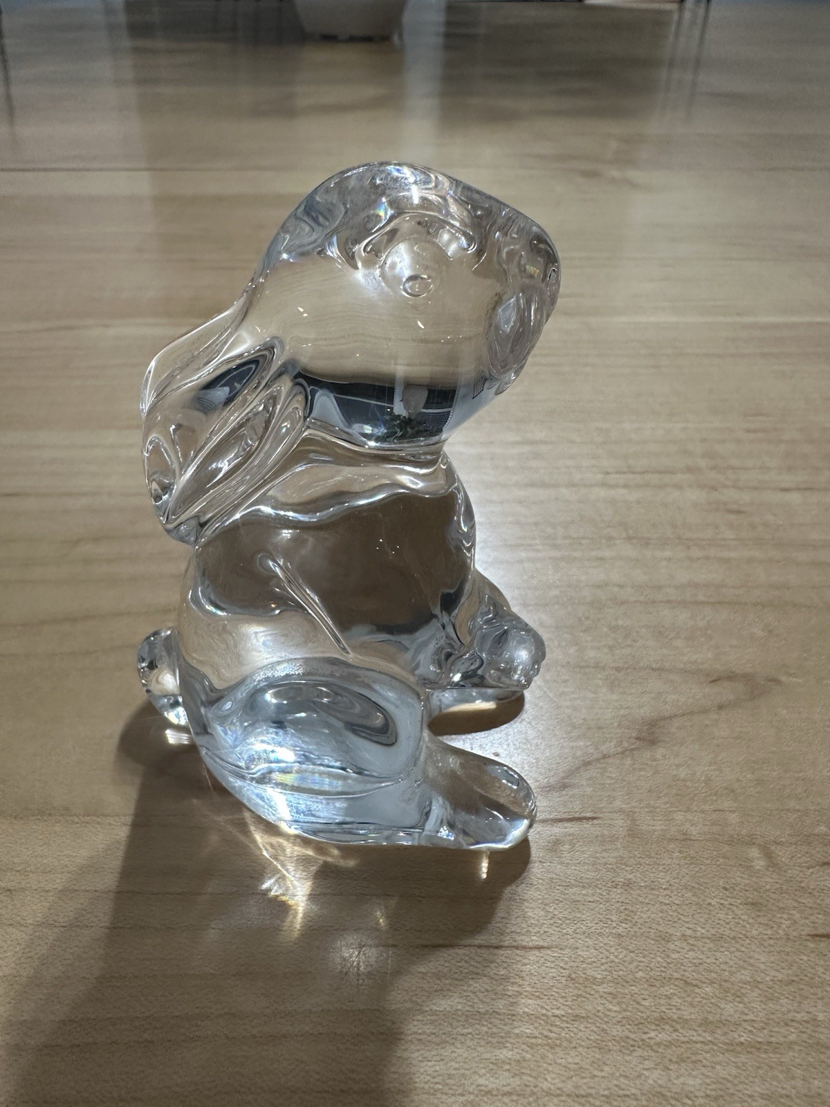 Waterford Crystal Easter Bunny Figurine Sitting Rabbit Ears Down Vintage Signed