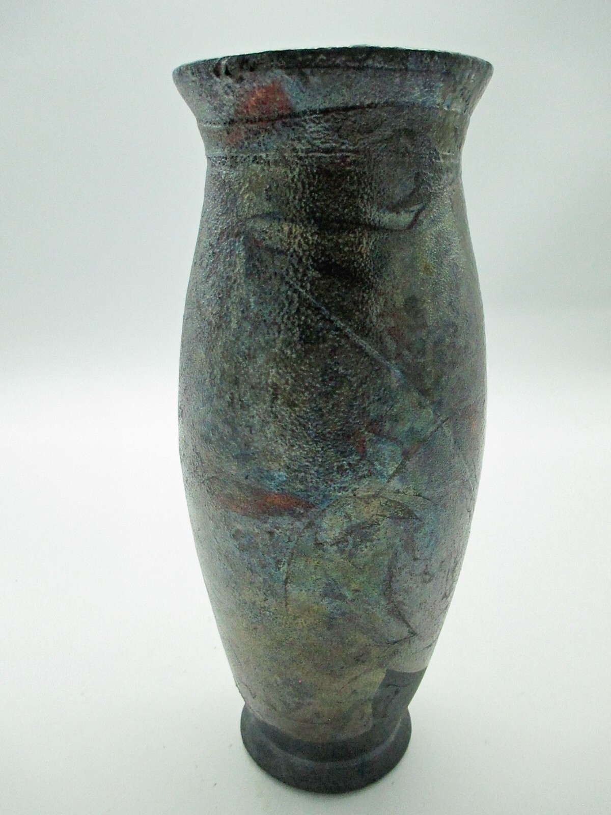 Raku Pottery Vase-Hand Painted, Artist Signed