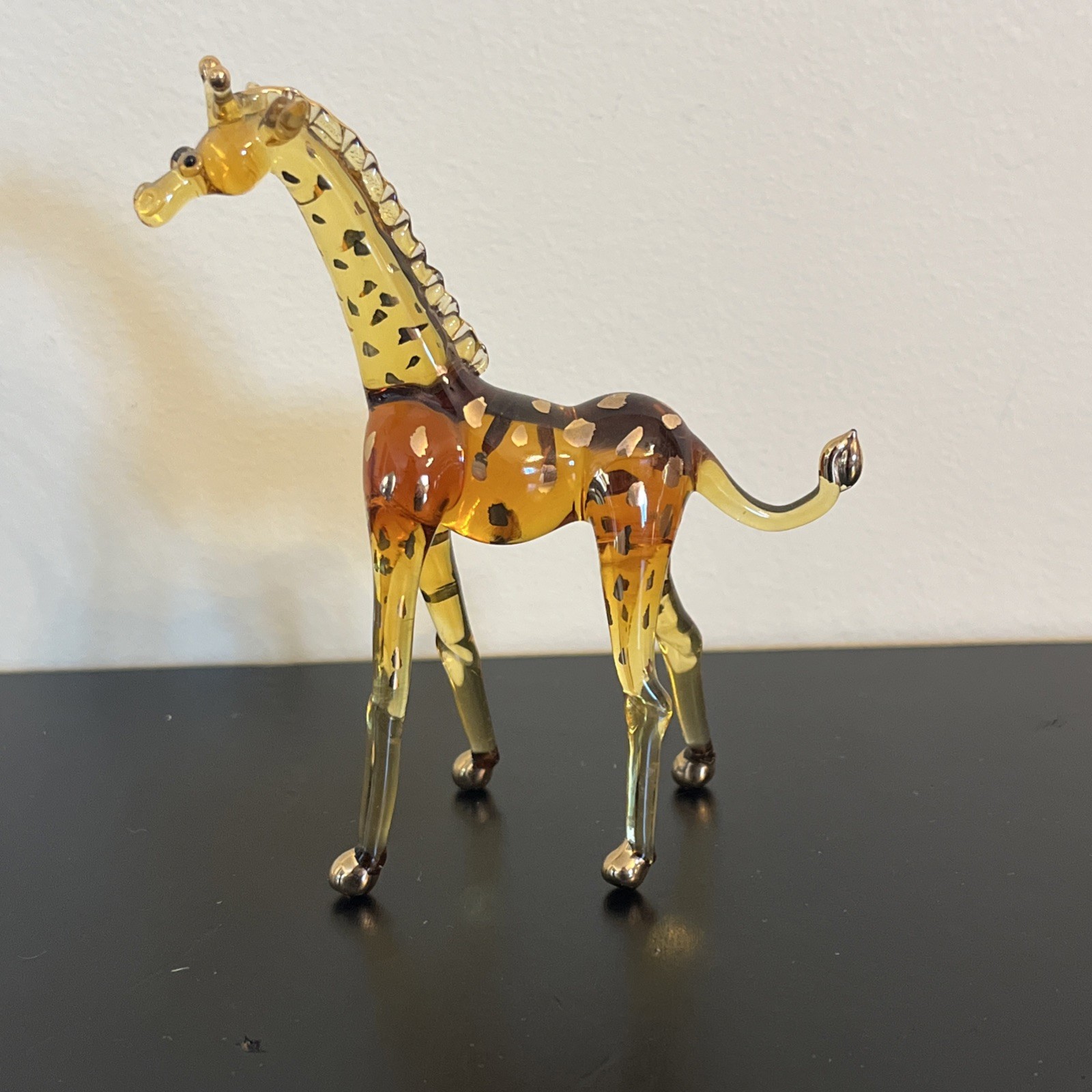 Blown Glass Giraffes 3.75” With Gold Accents Miniature Collector