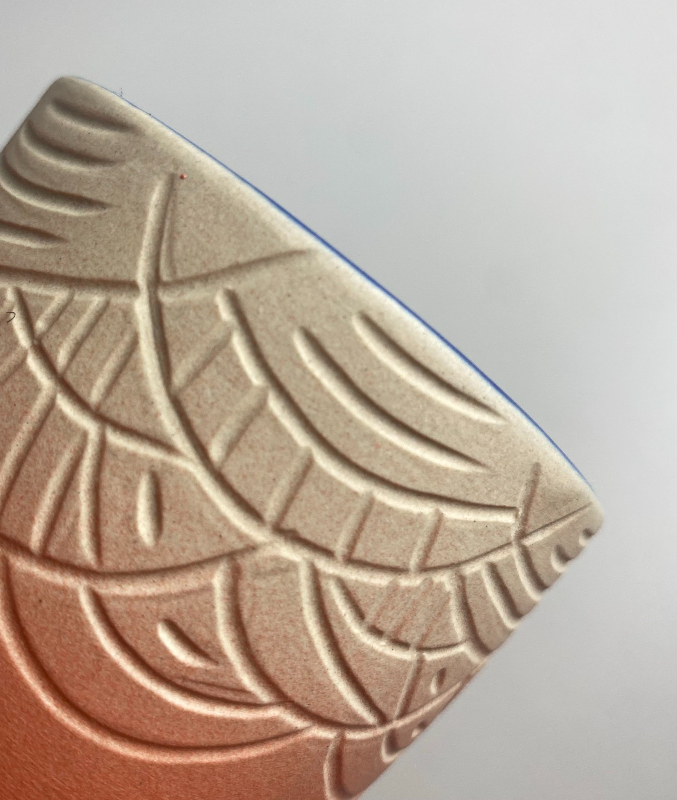 Handmade Ceramic Vessel [ KOA ] Made in Australia Orange Ombre Etched Finish