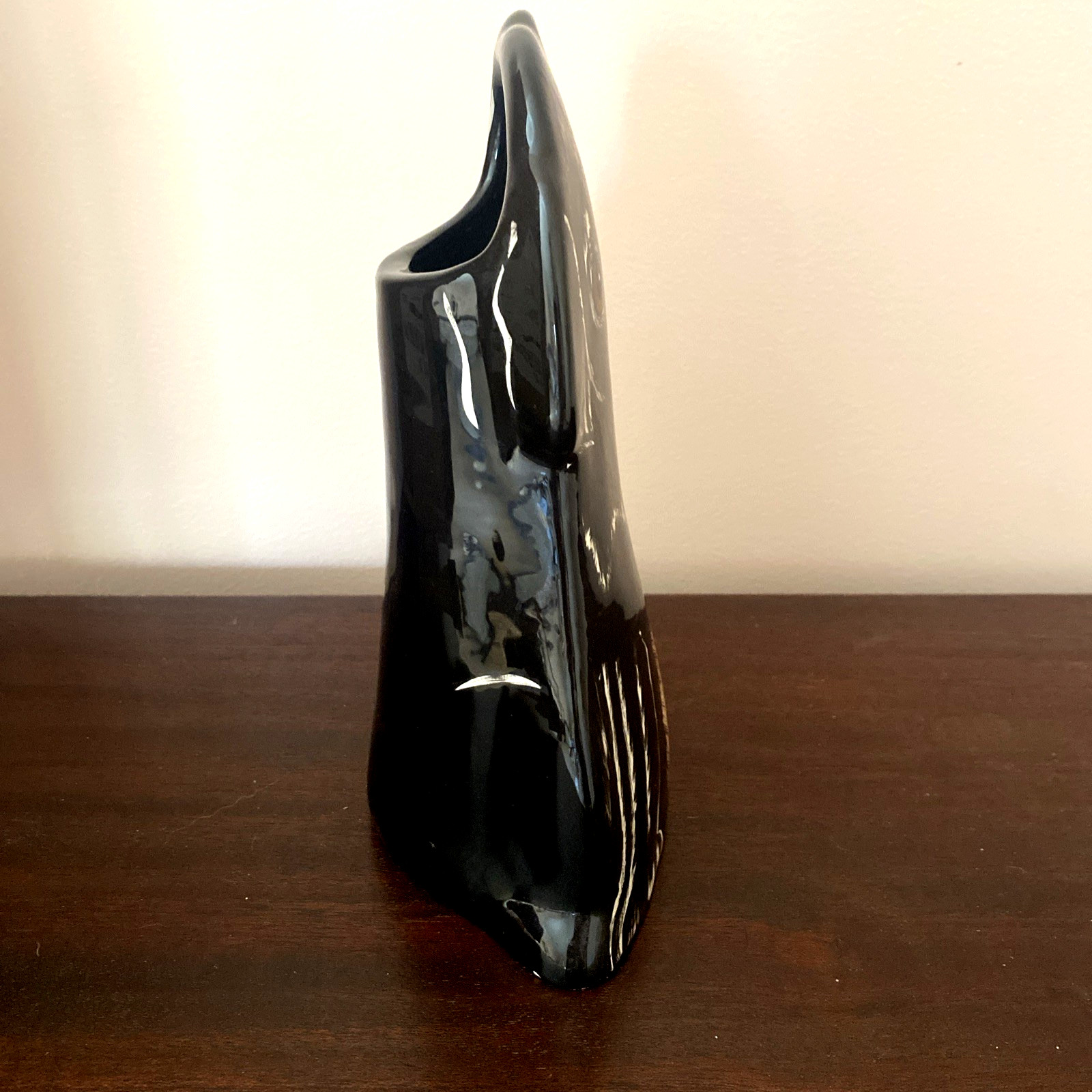 “Dogs by Nina” Lyman Hand Painted Ceramic Black Puppy Vase/ Planter, 8”