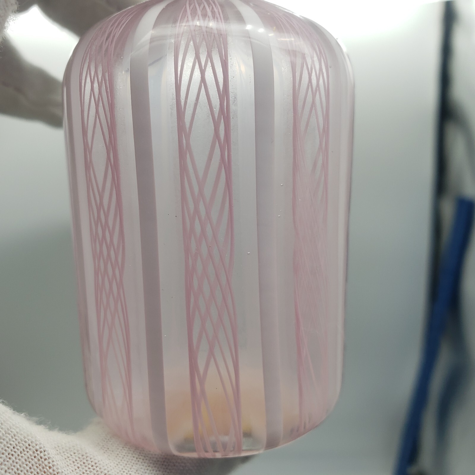 Latticino Glass Perfume Bottle Pink/White/Clear