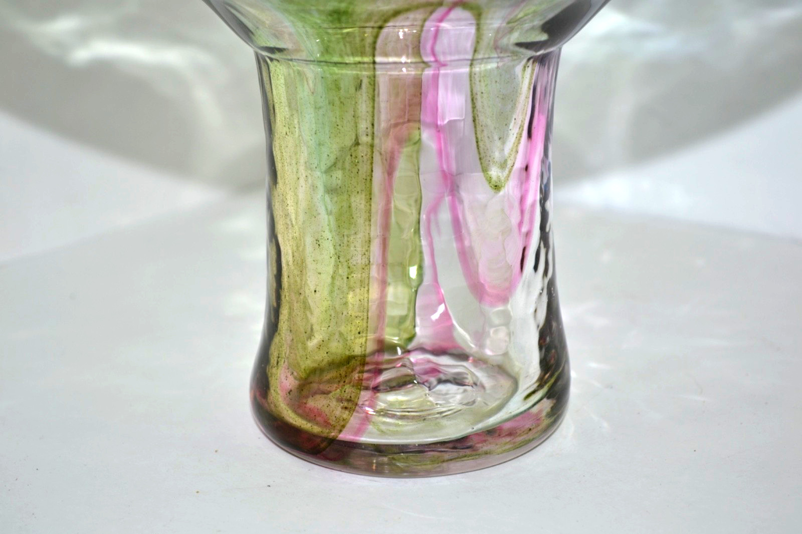 DP David Salazar Signed Studio Art Glass Drop Ring Vase Iridescent Lundberg