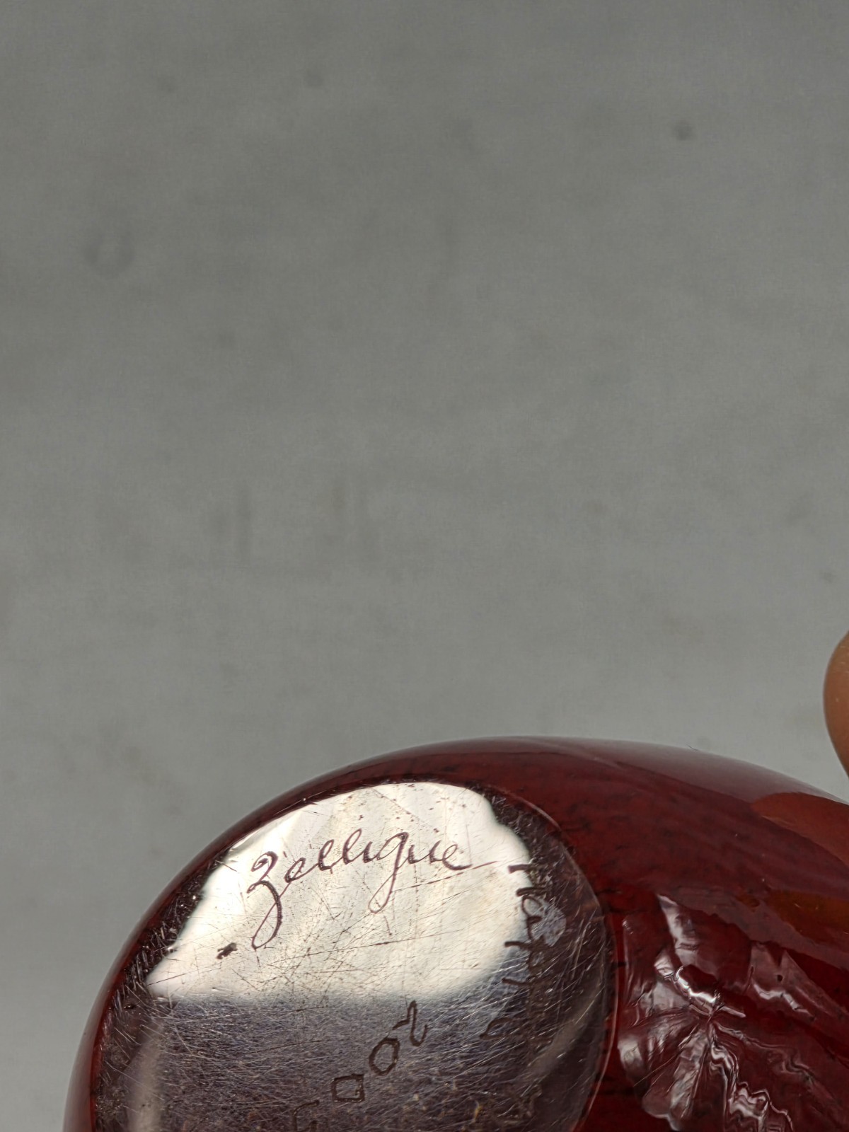 Vtg Zellique Studios Art Glass Red Apple Paperweight 2003 Signed Hand Blown 119