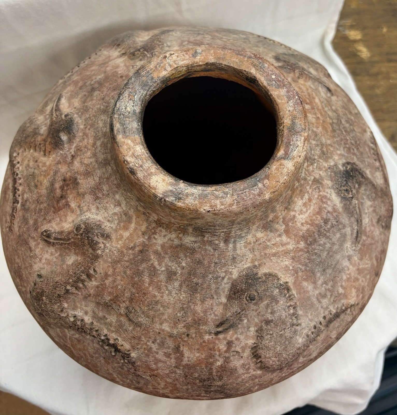 One Of A Kind VtG Studio Hand Crafted Textured Seahorse Pottery Vessel