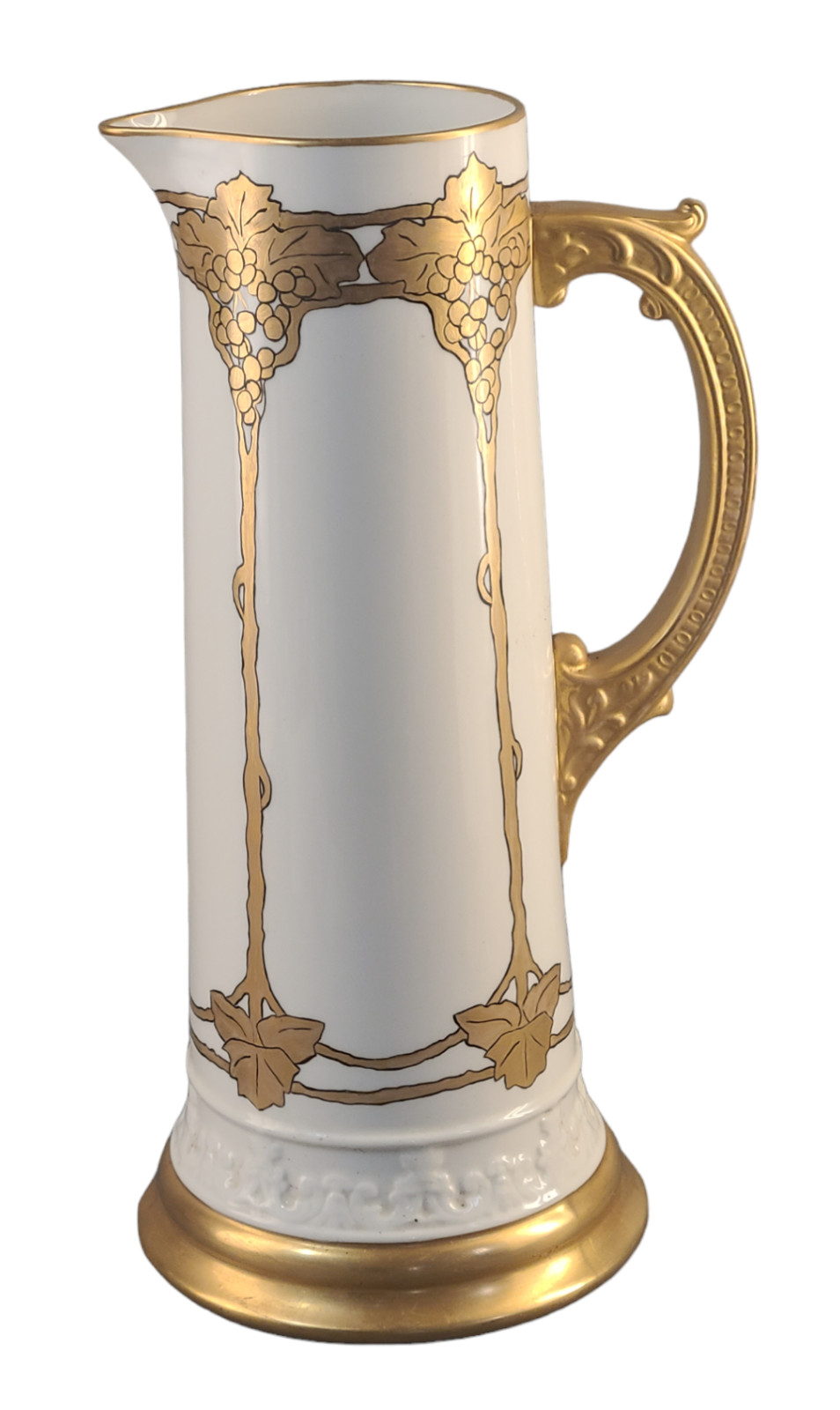 Antique American Art Nouveau Belleek Lenox Large Gilded Ewer/Pitcher 14” High