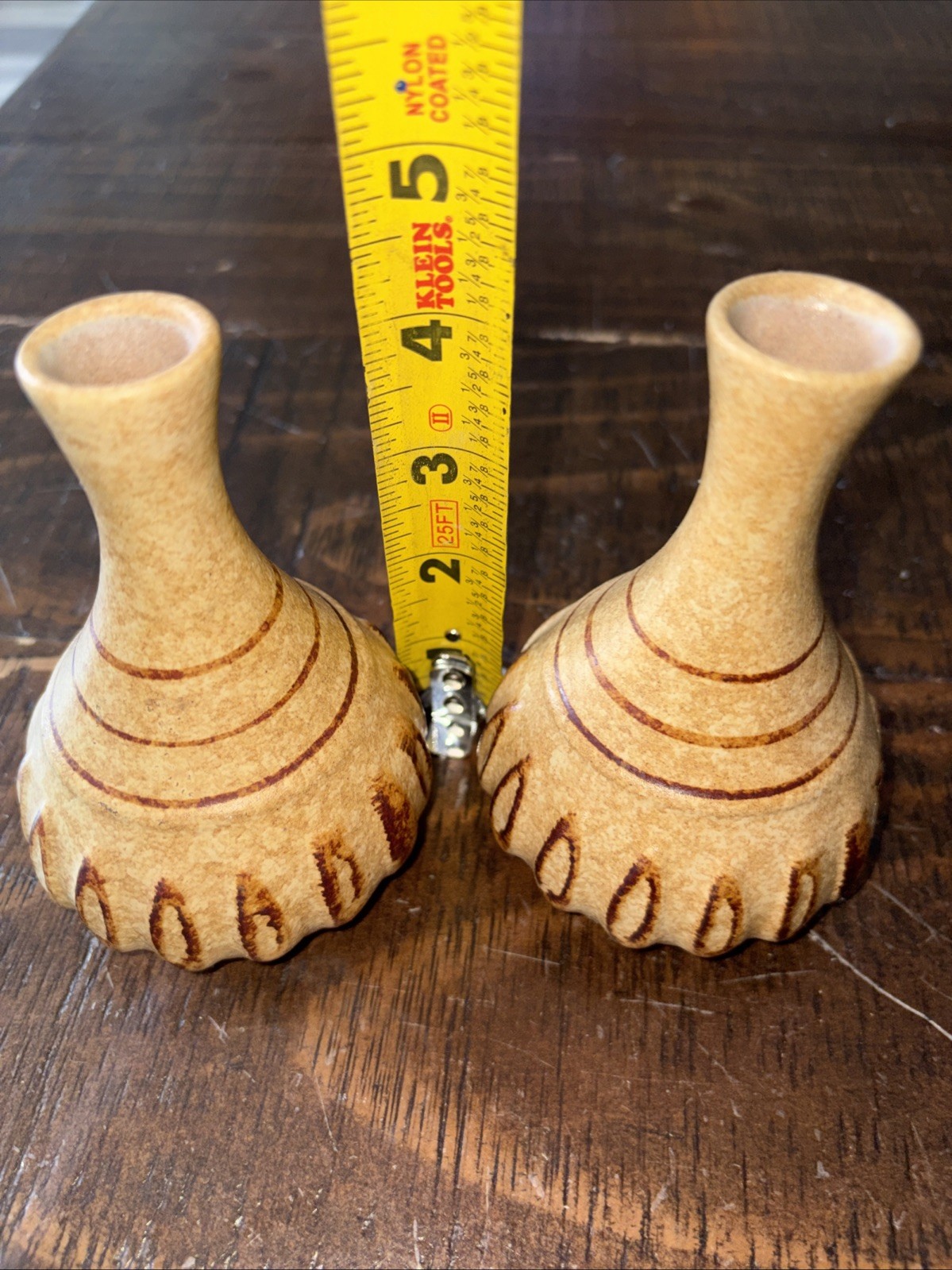 VTG 1960’s Pottery 4.5” MCM Pottery Bud Vase Pair-Artist Signed USA