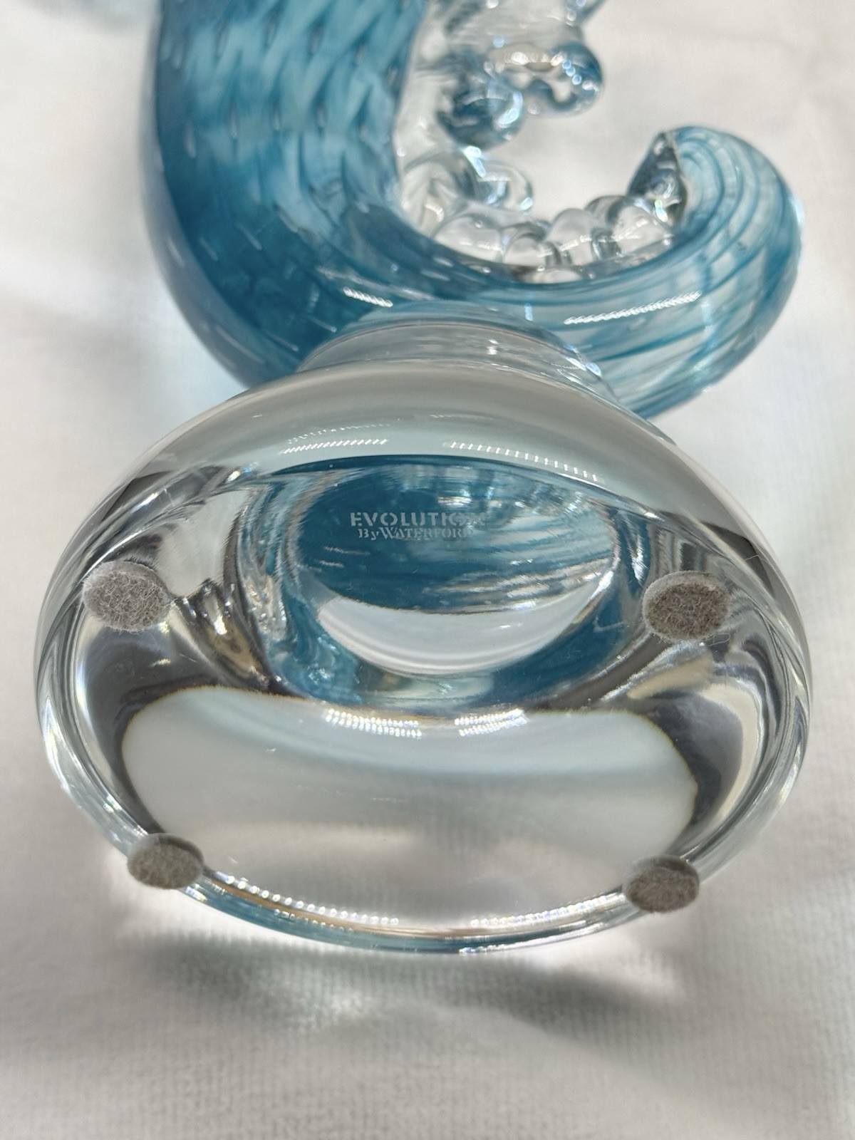 Waterford Ireland Crystal Art Glass 12” EVOLUTION CERULEAN SEAHORSE
