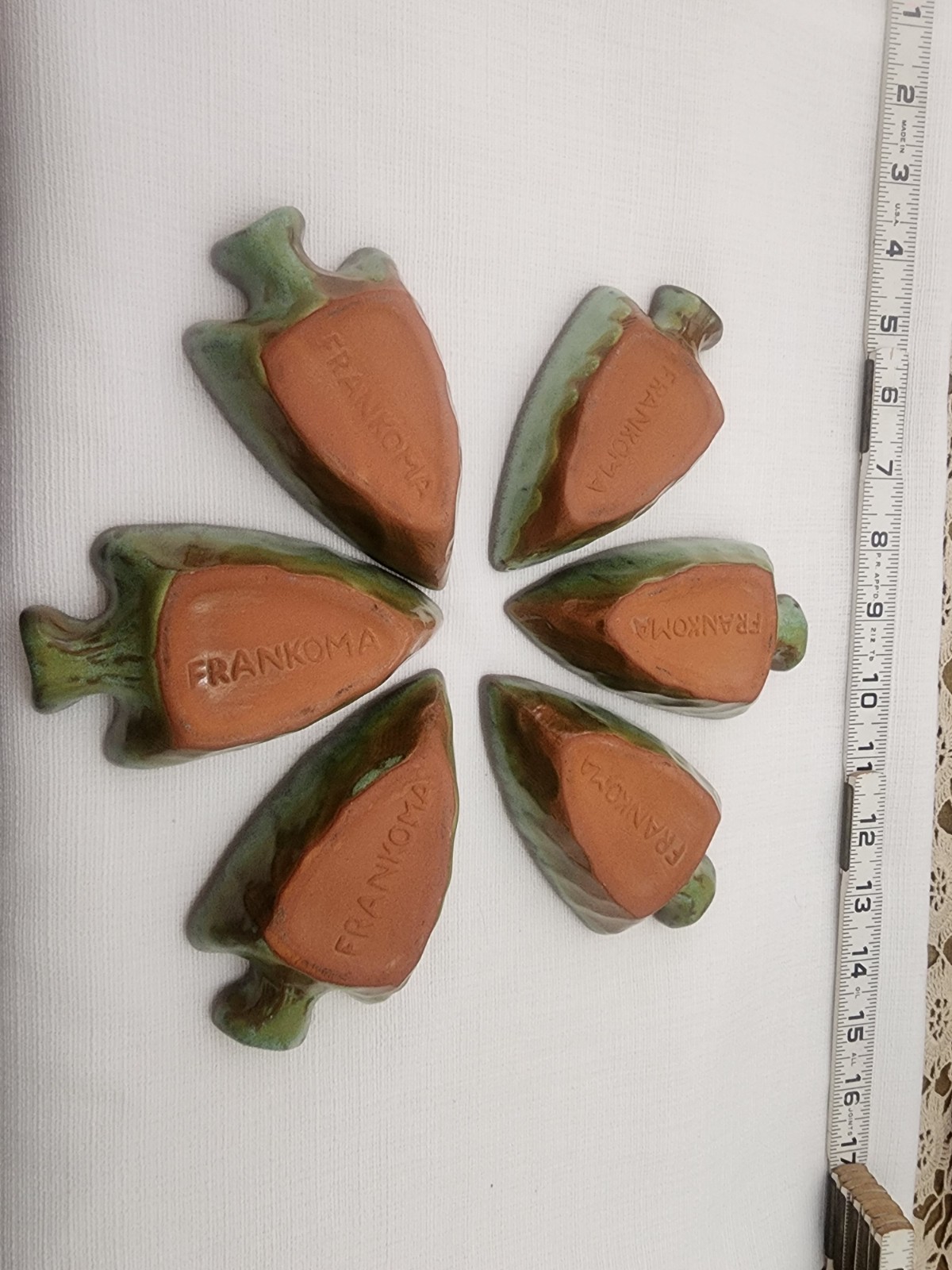 Vintage Frankoma Pottery Arrowhead Ashtray Lot of 6 Green Brown Mid Century