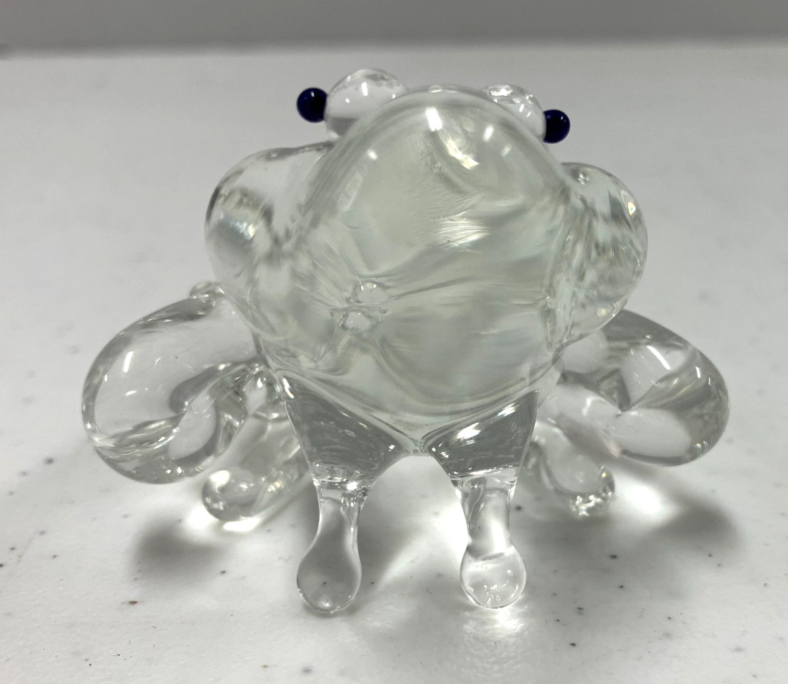 Vintage Art Glass Crystal Glass Frog Toad Figurine, Unique Art Décor F