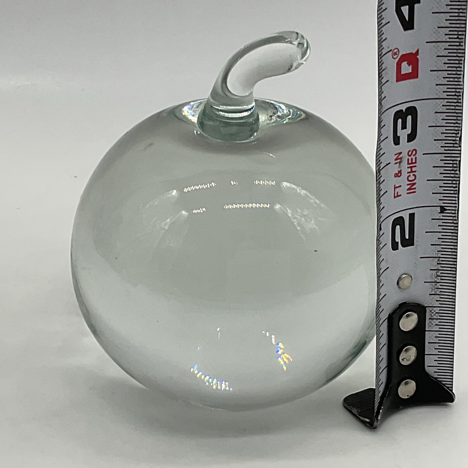 Murano Crystal Clear Glass Apple Paperweight 3 Inches Tall Fab Teachers Gift