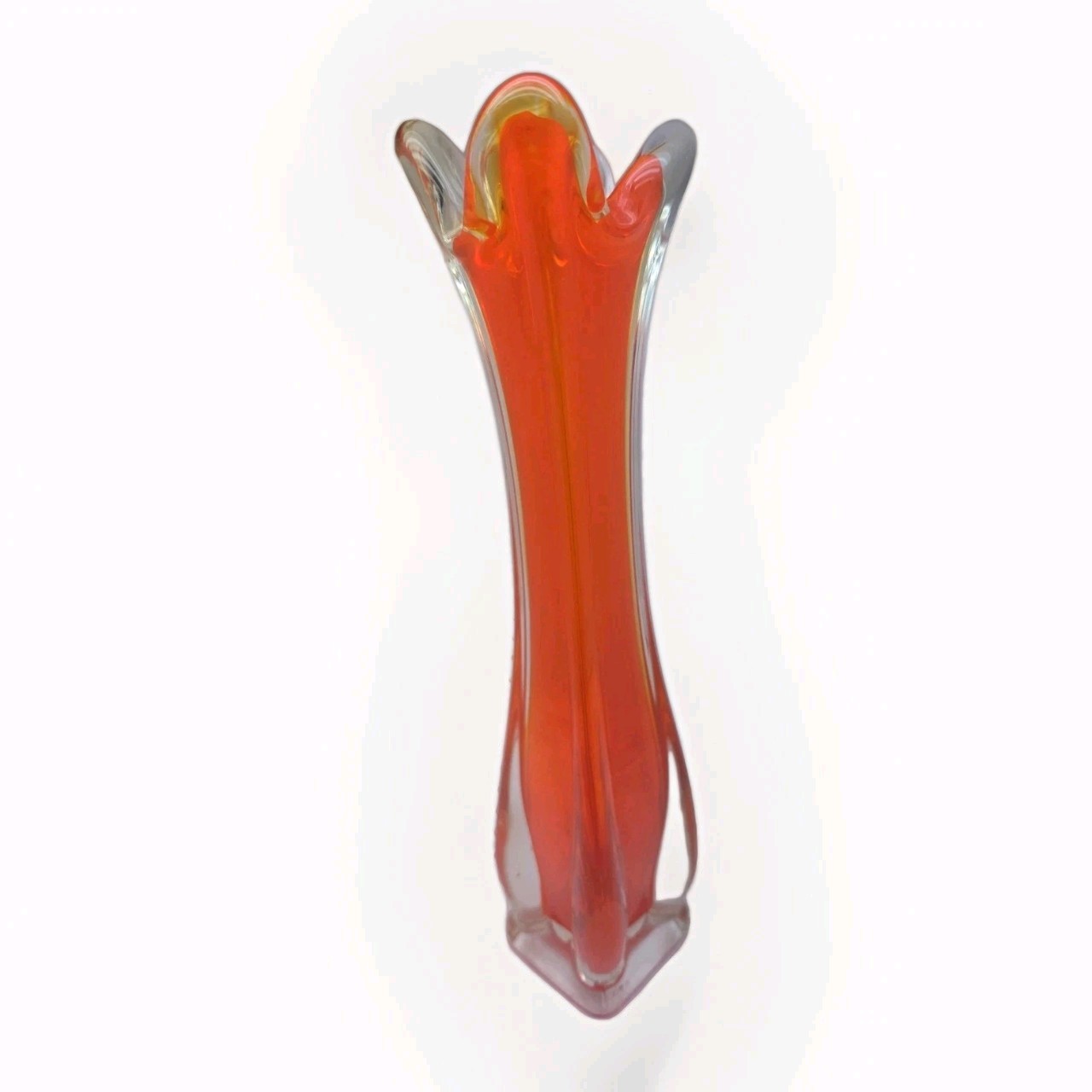 Kreiss Art Glass Vase Pulled Finger Rim Hand Blown Mid Century