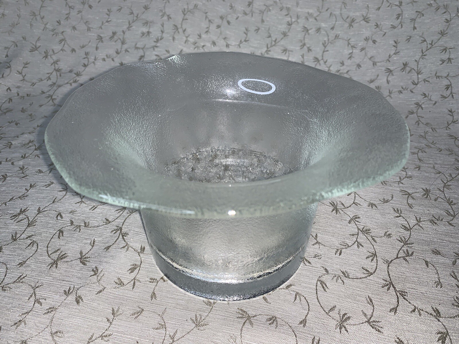 Rare Vintage Pilgrim Glass Clear Textured Heavy Top Hat Vase Bowl Candle Holder