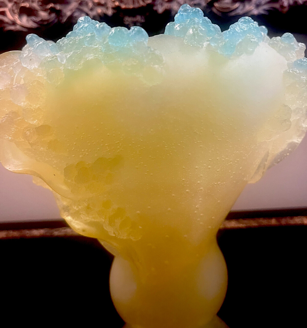 Daum Pate De Verre Chartreuse and Golden Large Vase