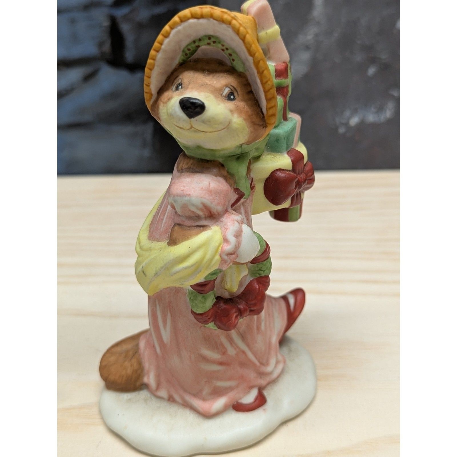 Vintage Enesco 2 Jane Chambless Christmas Carol Weasel Figurines Porcelain