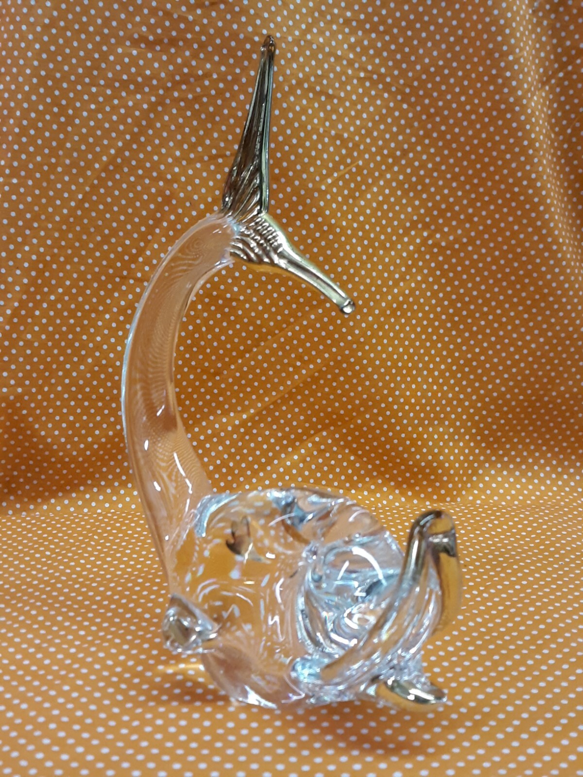 Vintage FORMIA Vetri Di Murano Glass Fish Made In Italy, clear, gold accents