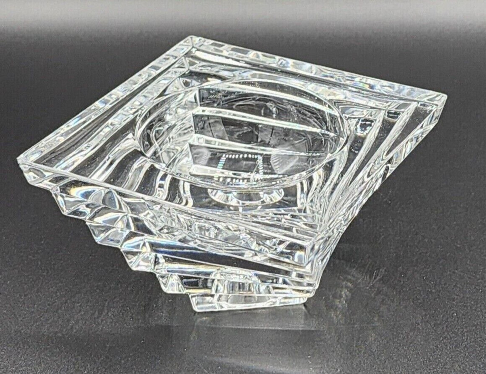 JG Durand Vintage Crystal Sculpture Candle Holder 2.25in x 4in 1980 Round Candle