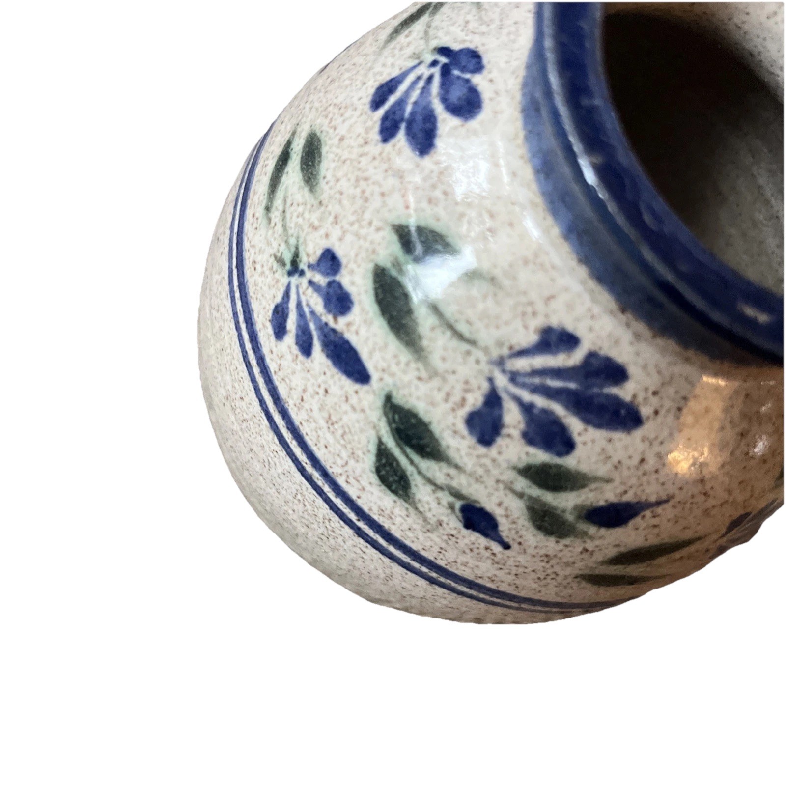 Signed Studio Art Pottery Small Vase Hand Painted Neutral Blue Grey Tones 6”hi
