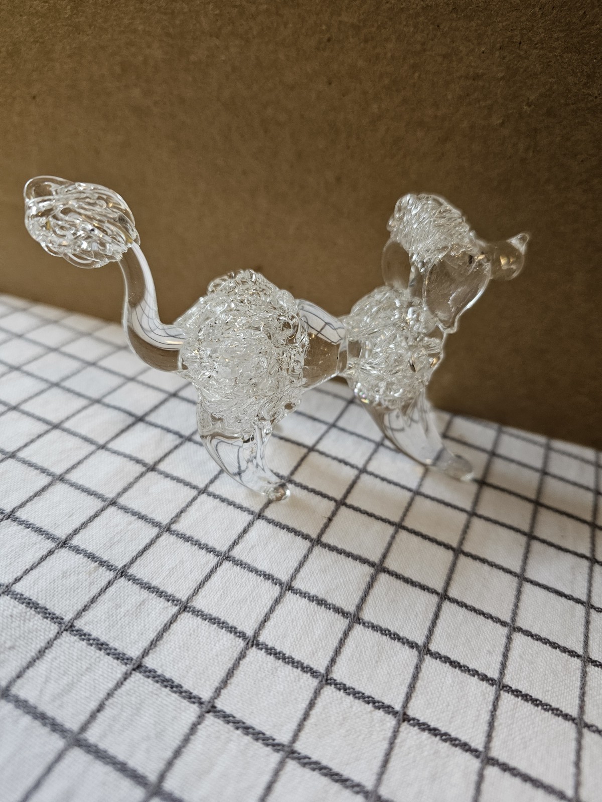 Crystal Blown Glass French Poodle Dog Figurine 4″ Long 2.75″ Tall