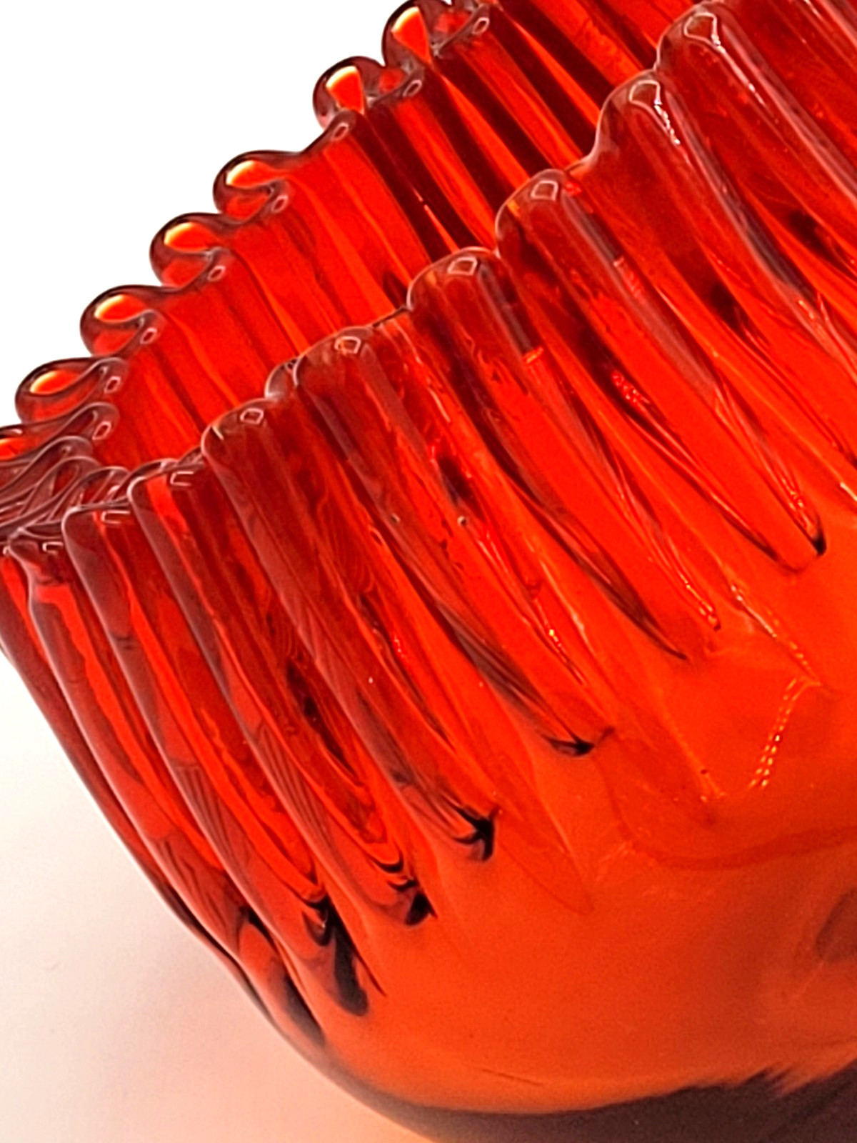 Blenko Art Glass Tangerine Rose Bowl #538 4 x 3.75 Hand Blown