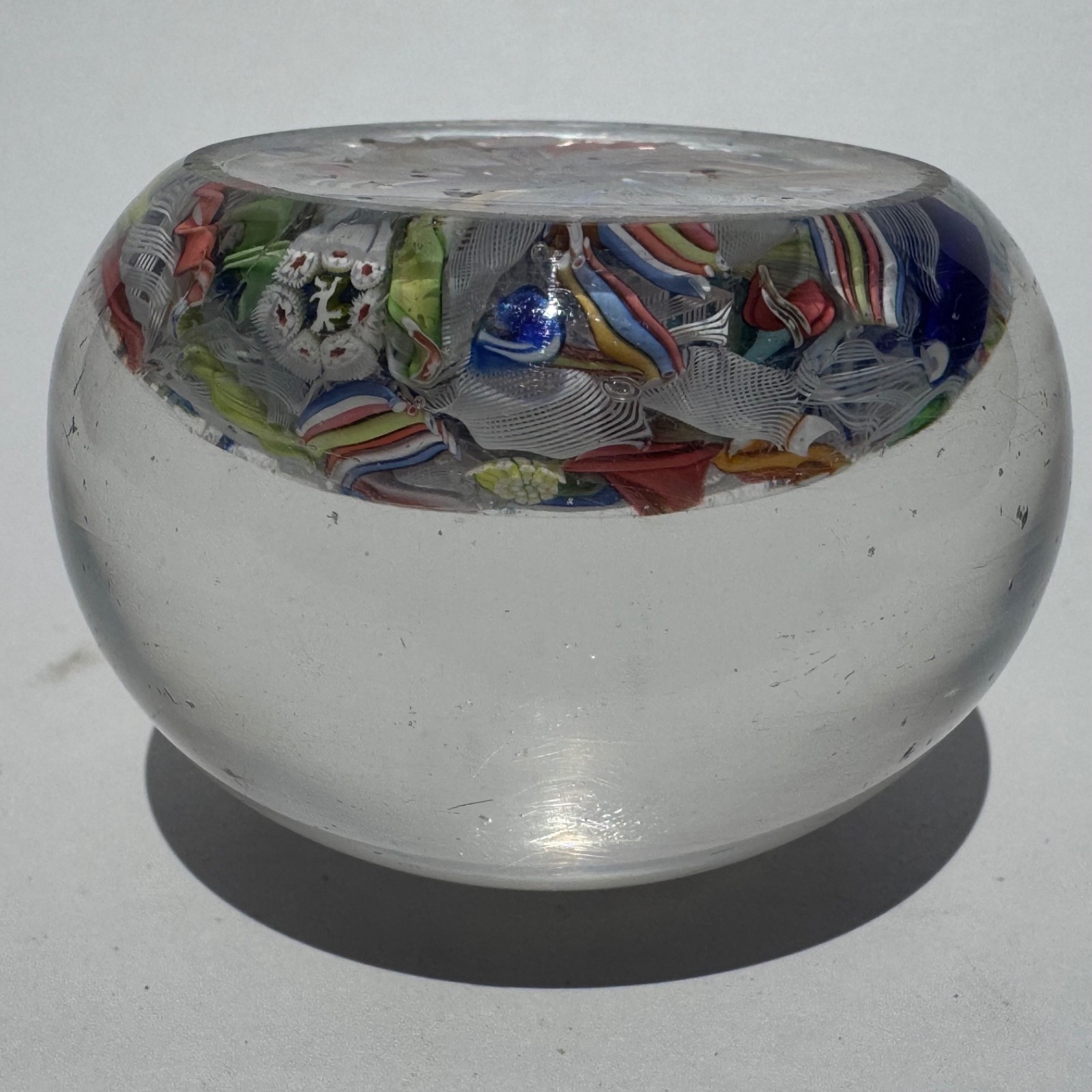 Antique Saint Louis Scramble Paperweight w/ Dancing Devil & Dog Silhouette Canes
