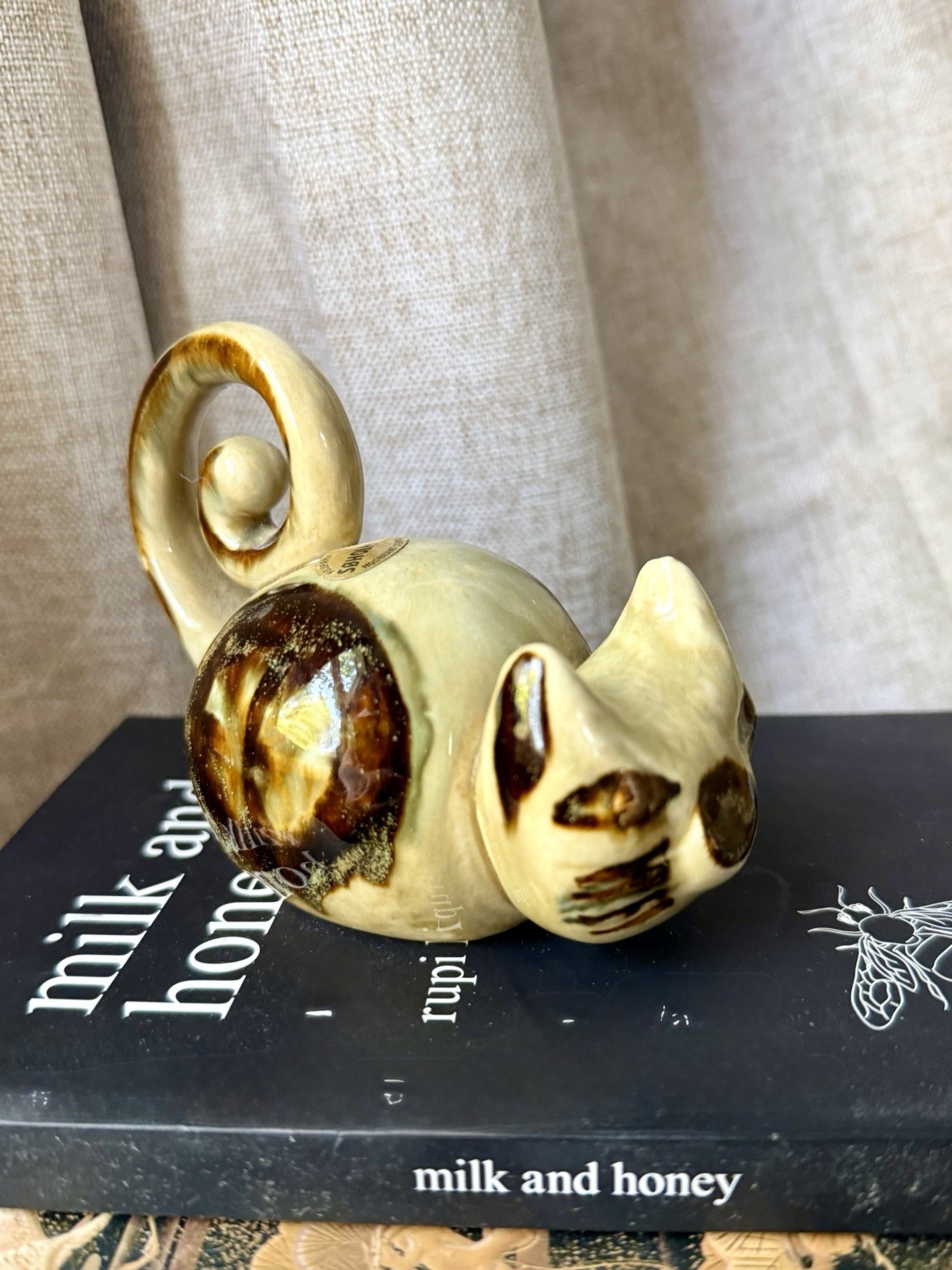 Vintage SOHLOM Dansk Design Pottery Cat Denmark Hogbrant Figurine Mid Century 4″