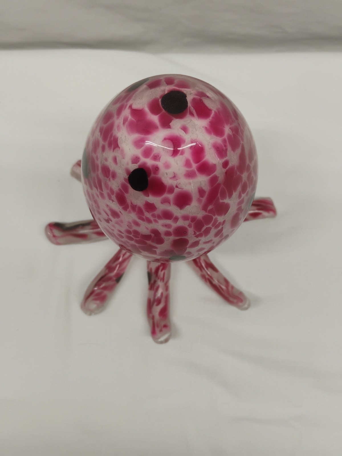 Glass Octopus Pink Speckled Paper Weight Decor Piece 6″ tall x 6.25″ wide