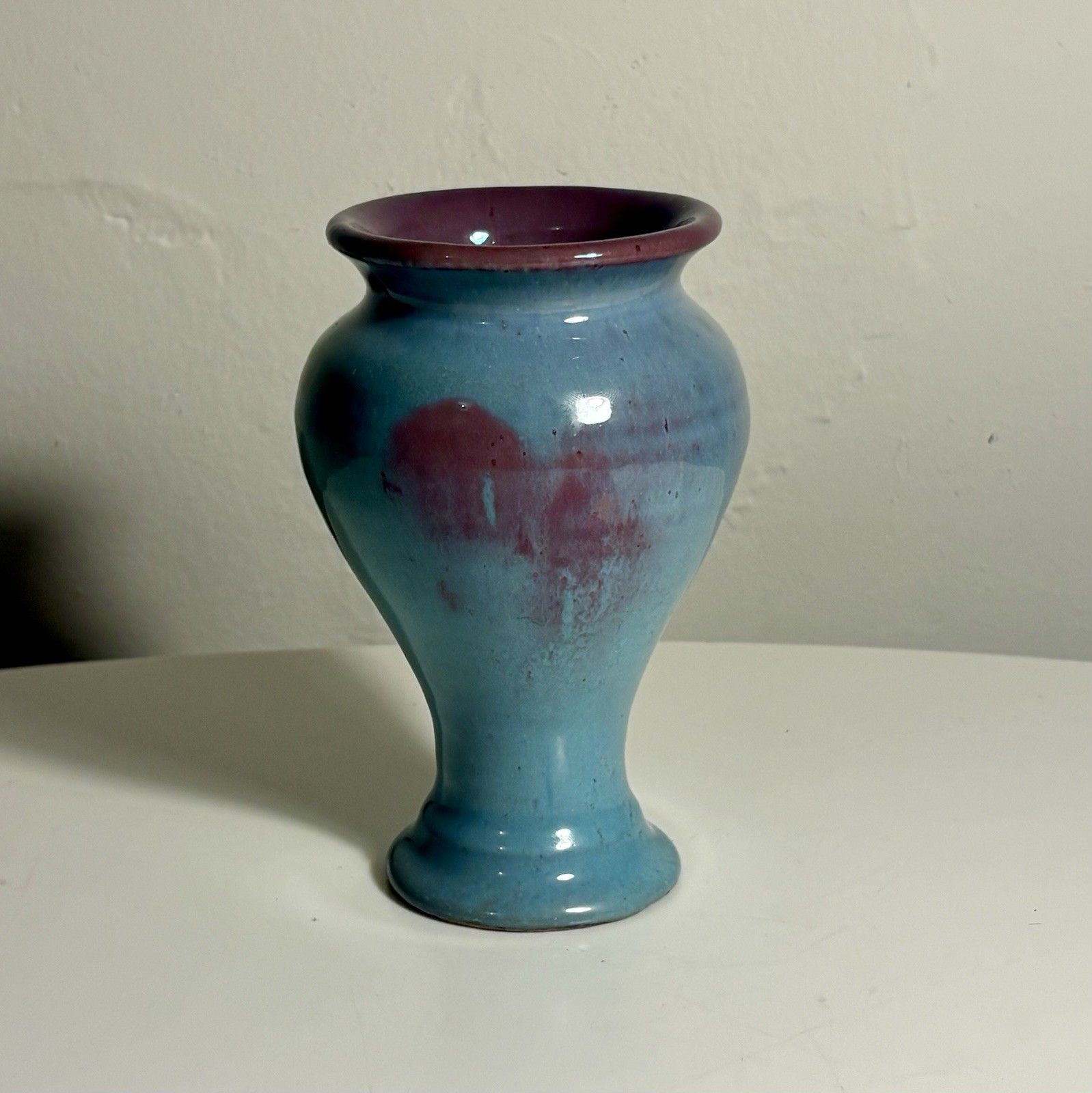 Pewabic Pottery Blue & Purple Vase 2003 Very Rare Glaze Colors Made in Detroit